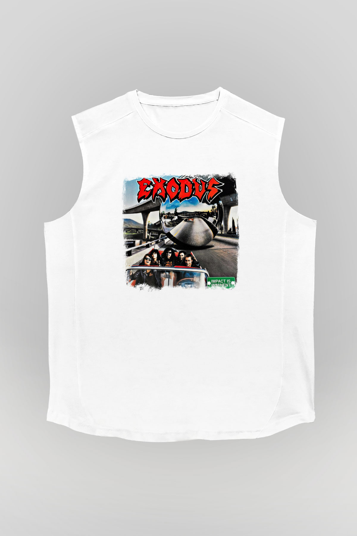 Exodus Baskılı Unisex Beyaz Kolsuz Tişört