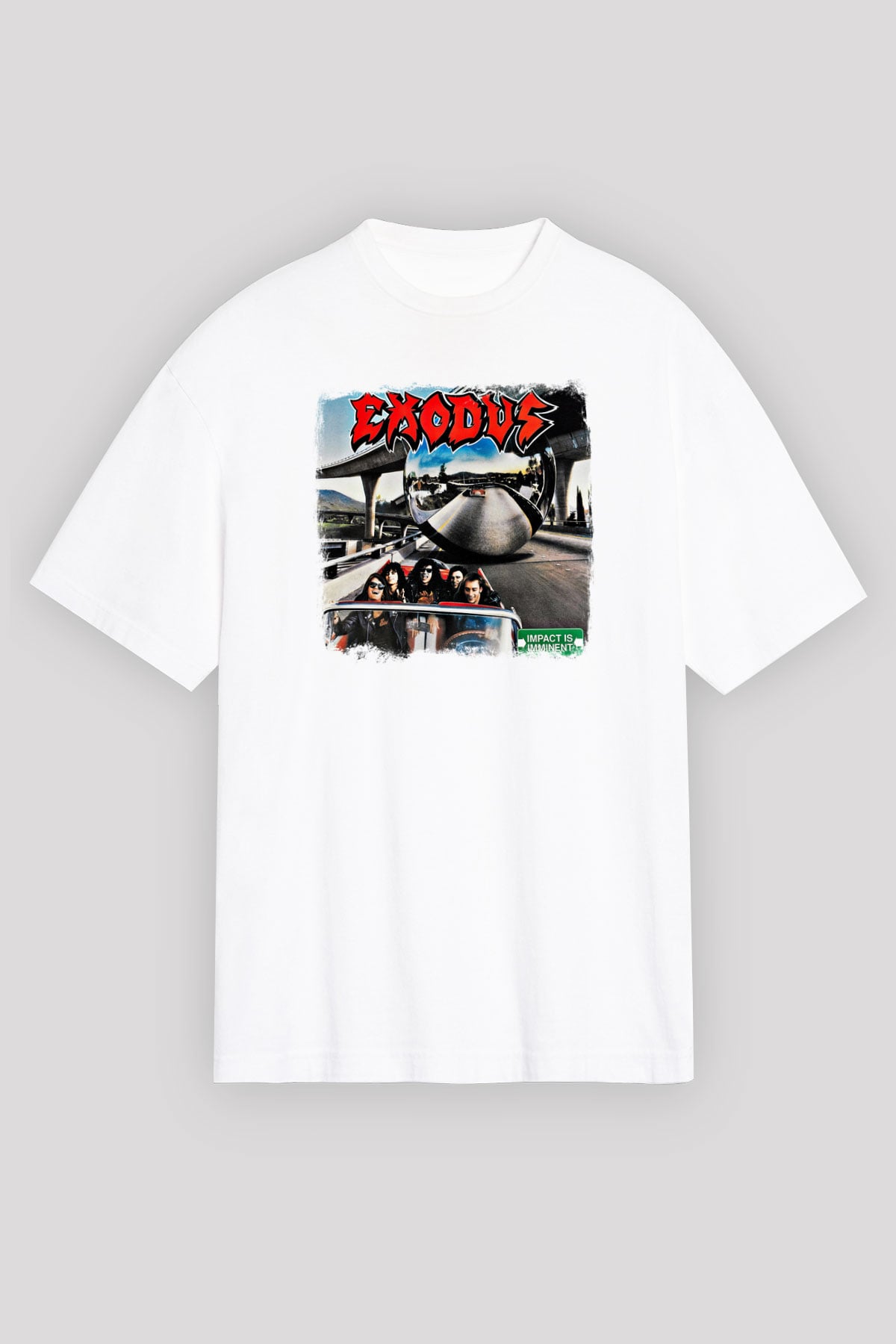 Exodus Baskılı Unisex Beyaz Oversize Tişört