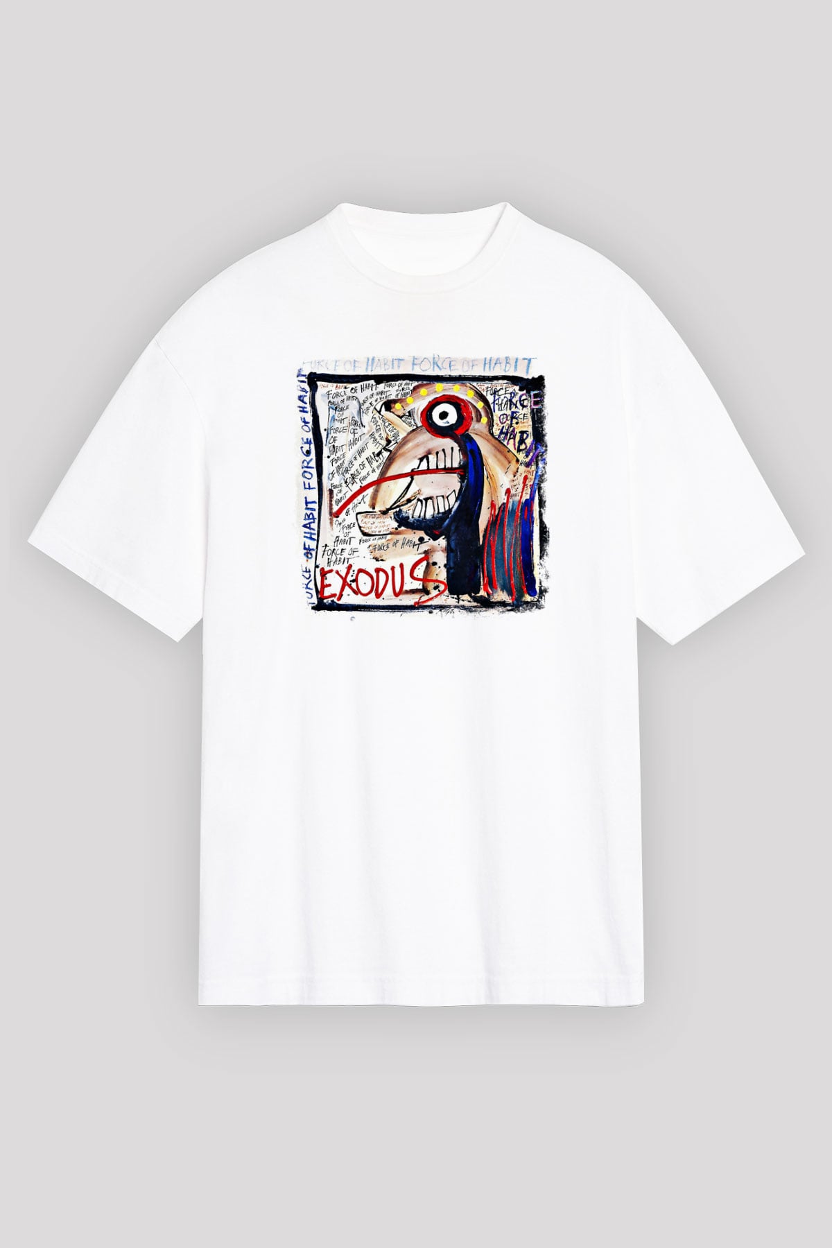 Exodus Baskılı Unisex Beyaz Oversize Tişört