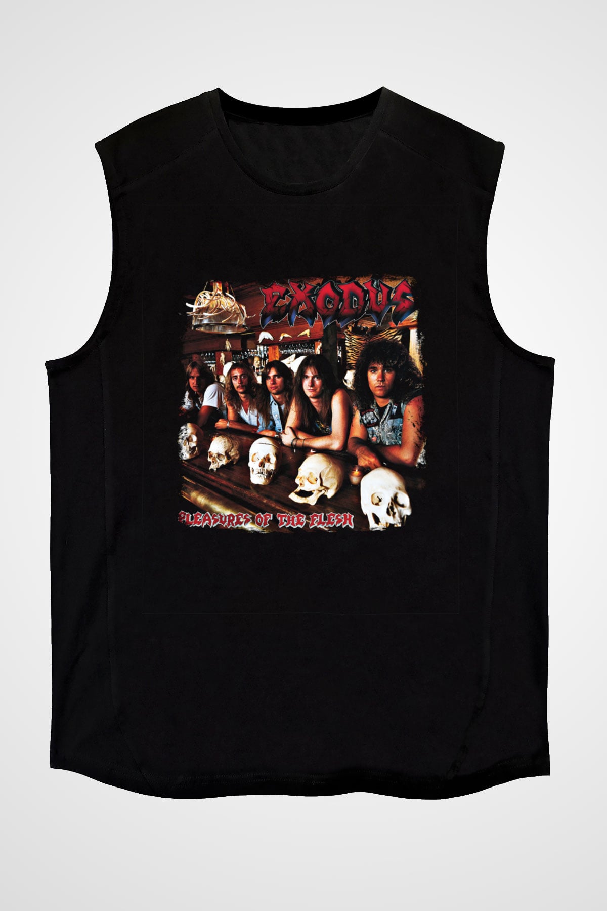 Exodus Baskılı Unisex Siyah Kolsuz Tişört