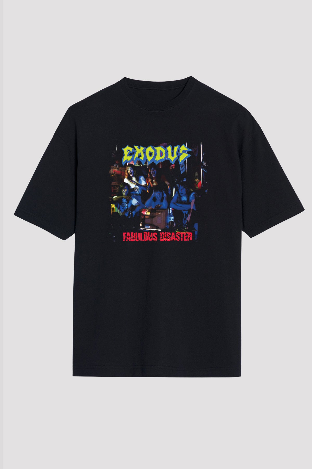 Exodus Baskılı Unisex Siyah Oversize Tişört