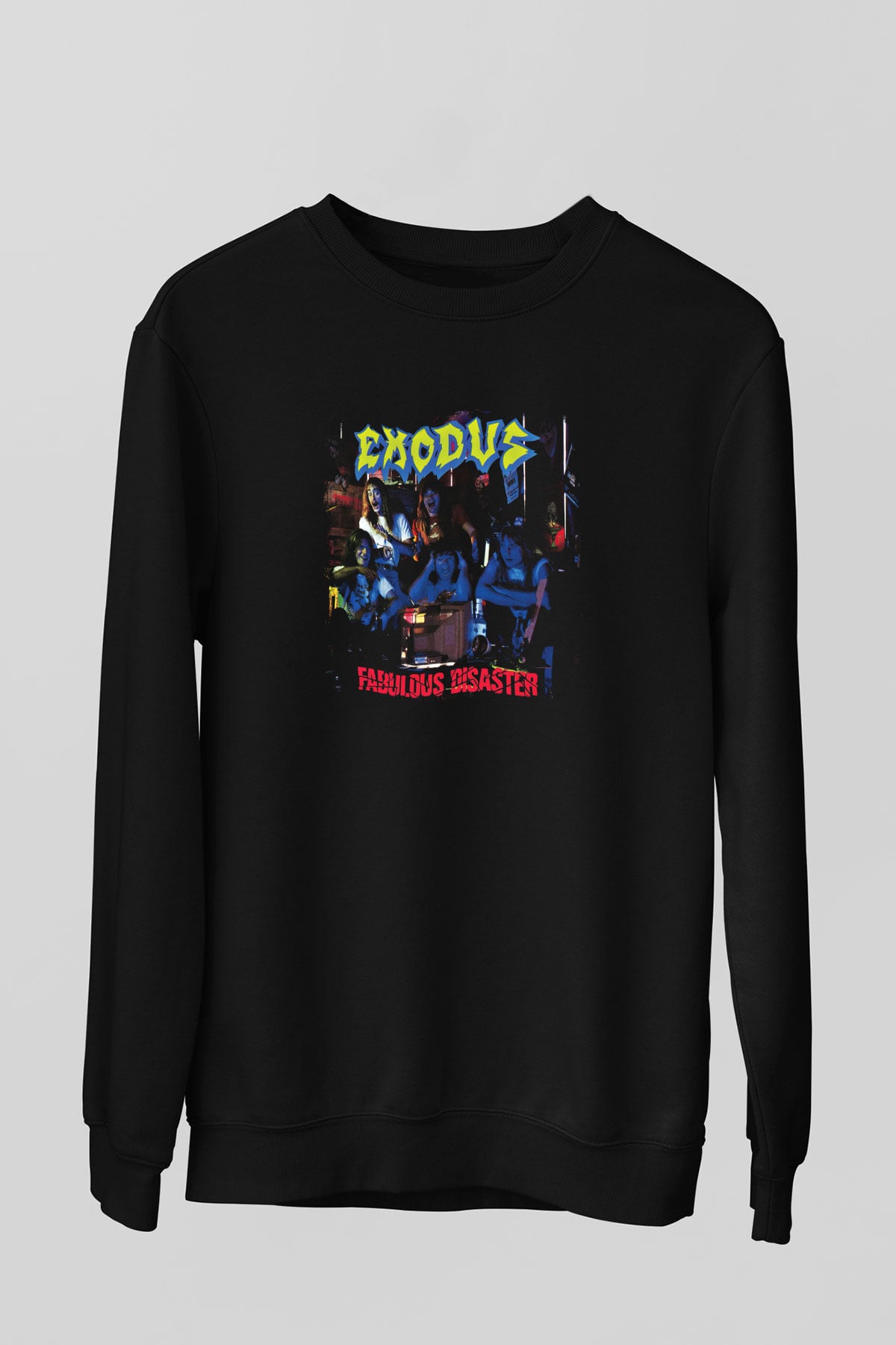 Exodus Baskılı Unisex Siyah Sweatshirt