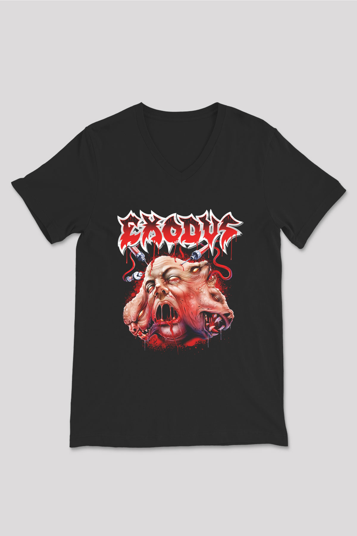 Exodus Siyah Unisex V Yaka Tişört T-Shirt