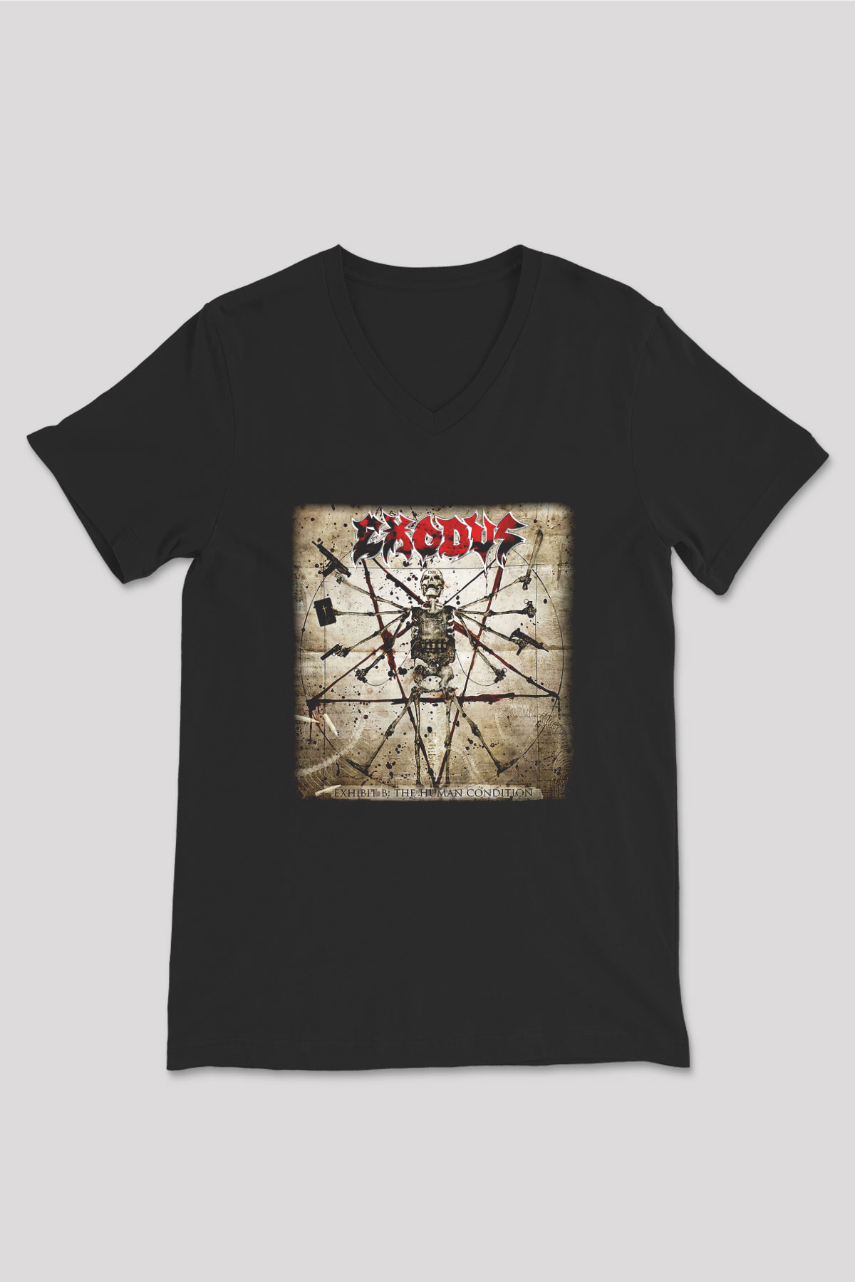 Exodus Siyah Unisex V Yaka Tişört T-Shirt