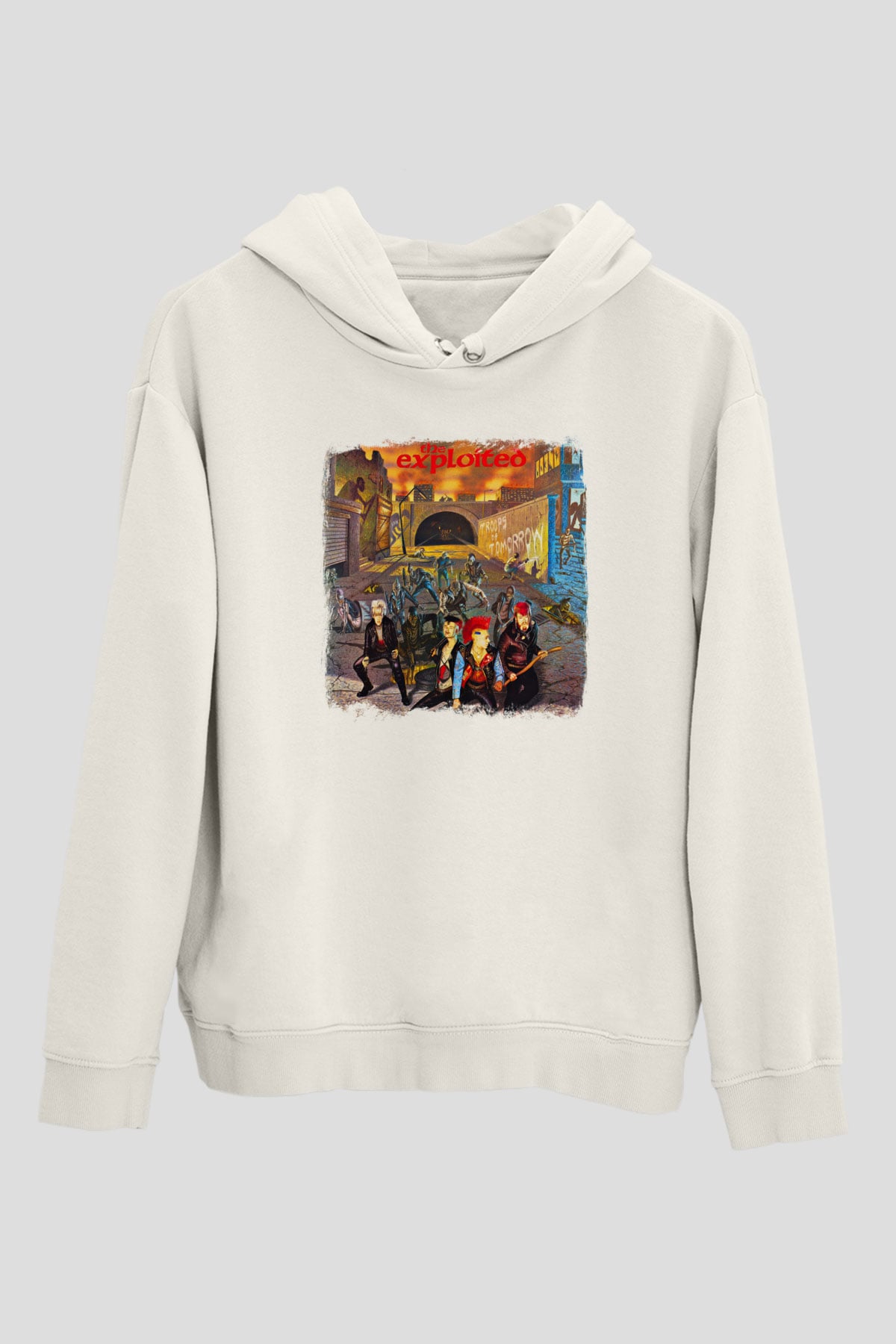 Exploited Baskılı Unisex Beyaz Hoodie