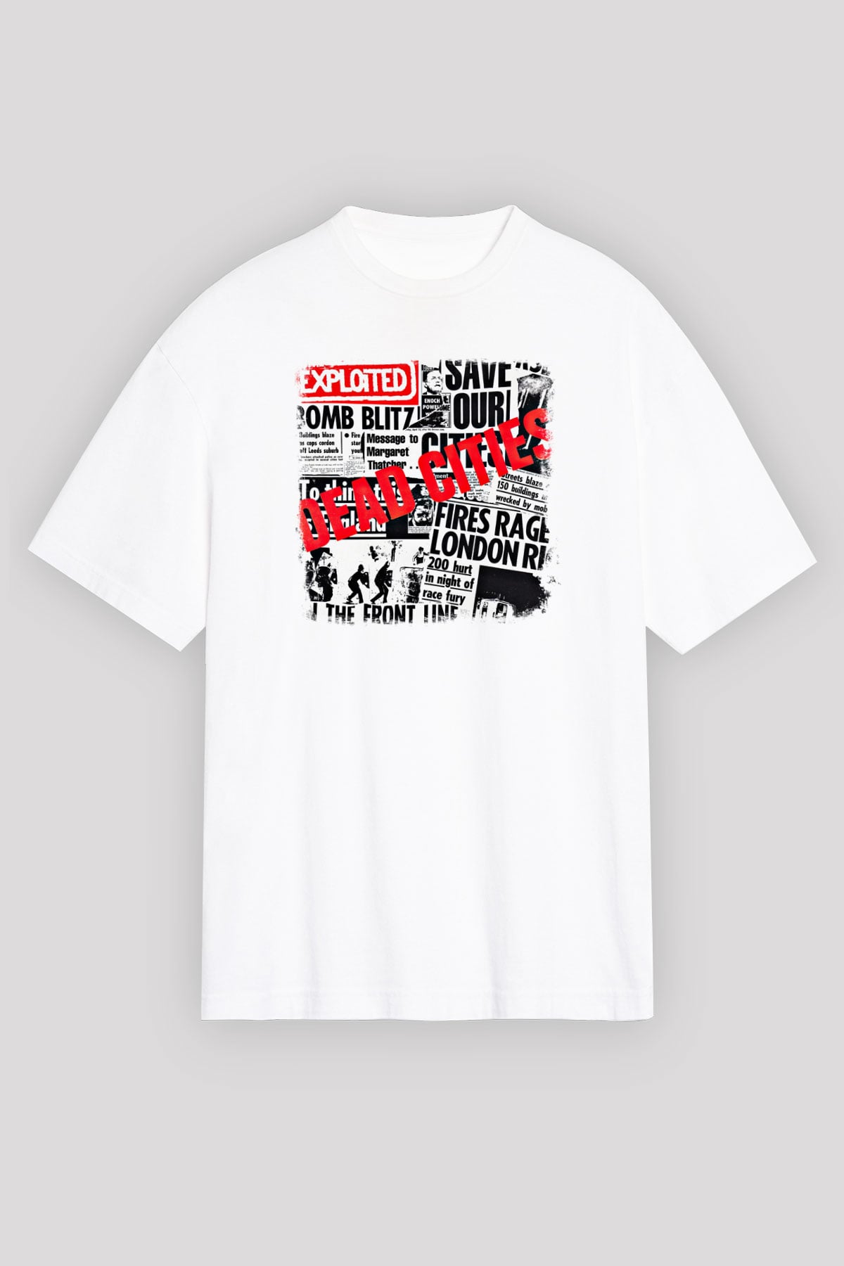 Exploited Baskılı Unisex Beyaz Oversize Tişört