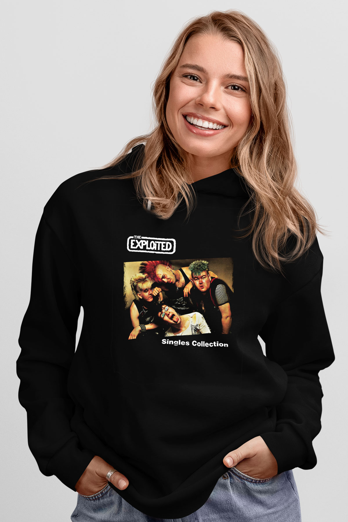 Exploited Baskılı Unisex Siyah Hoodie