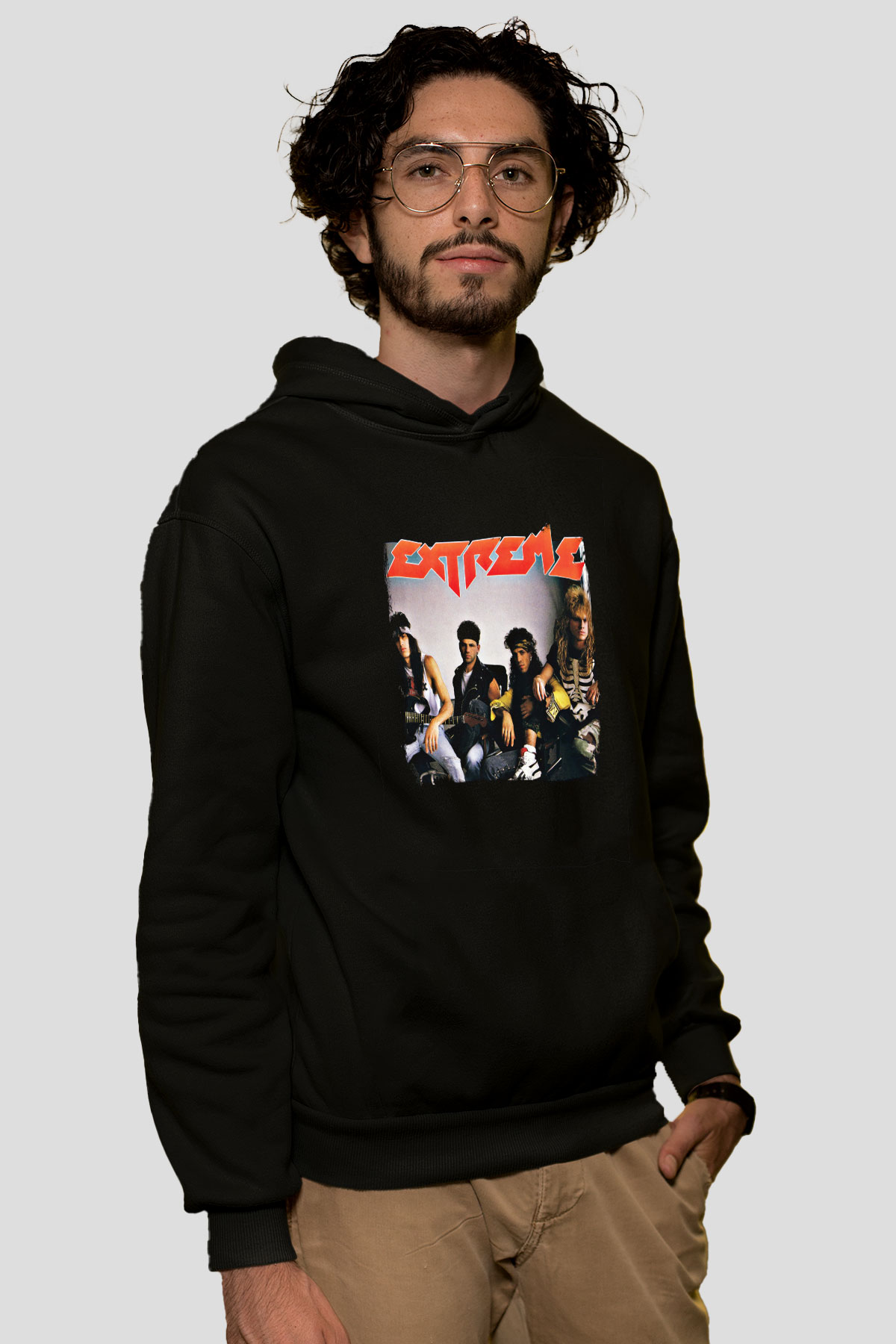 Extreme Baskılı Unisex Siyah Hoodie