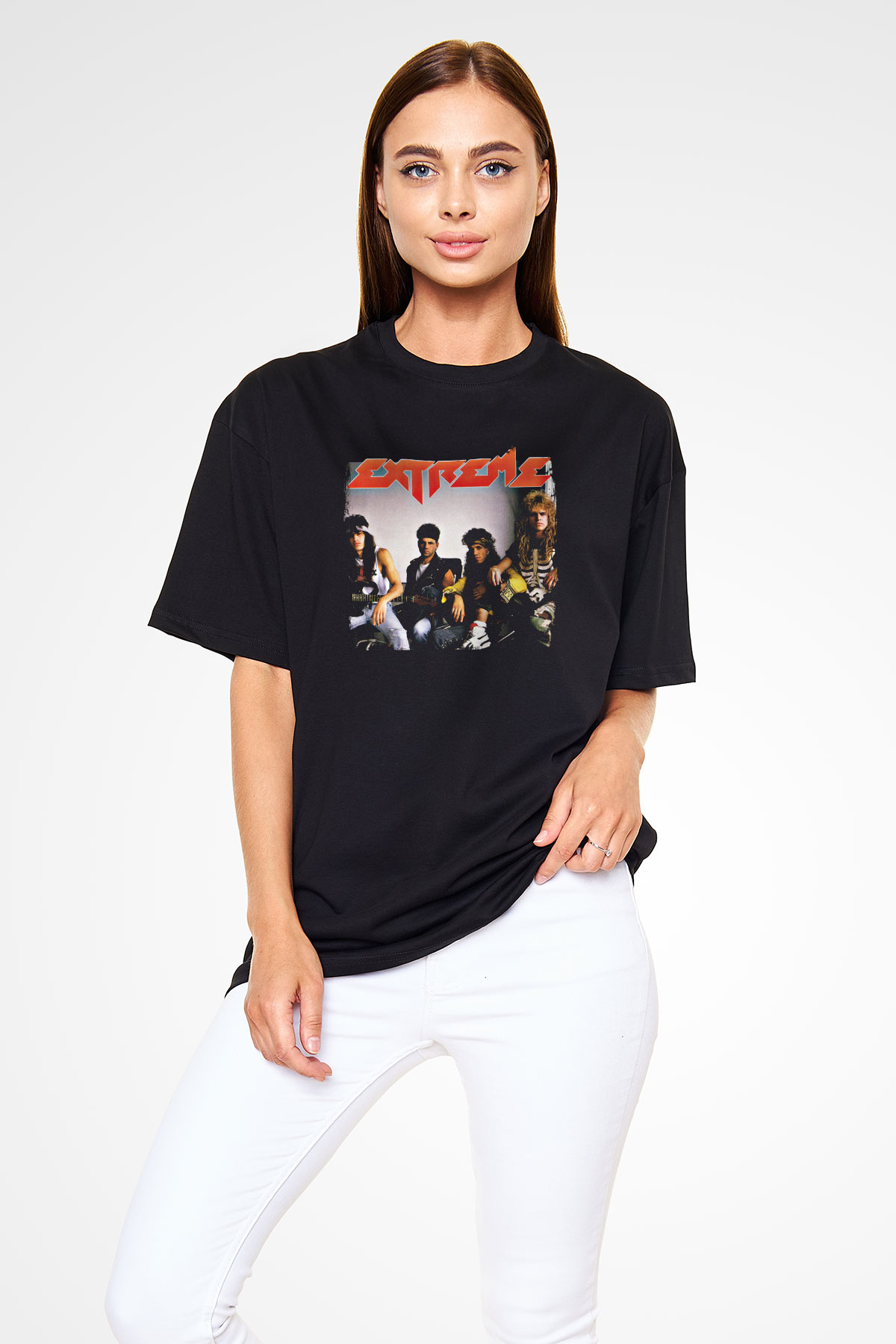 Extreme Baskılı Unisex Siyah Oversize Tişört