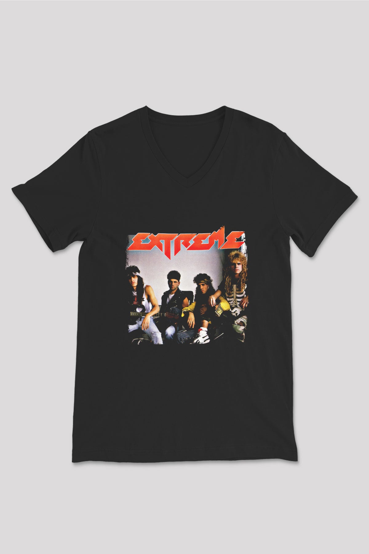 Extreme Baskılı Unisex Siyah V Yaka Tişört