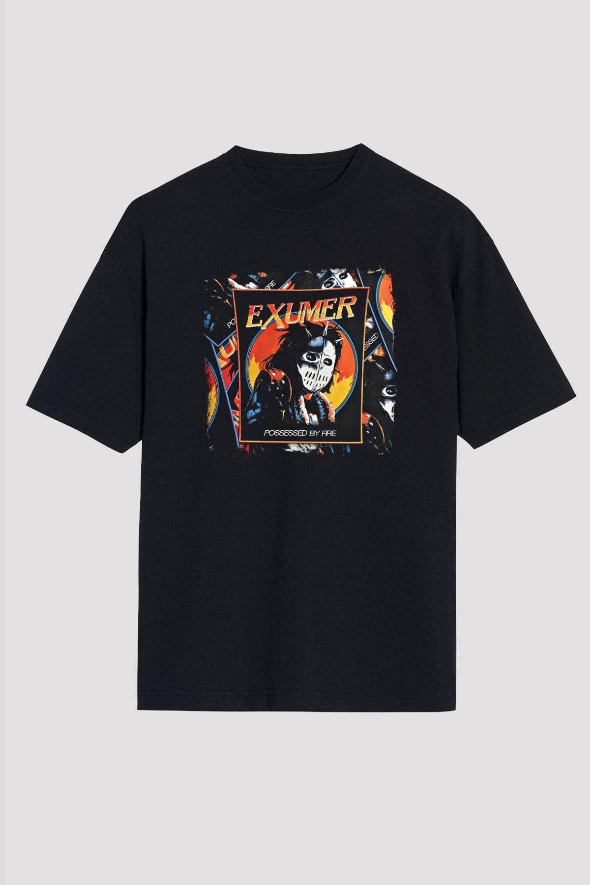 Exumer Baskılı Unisex Siyah Oversize Tişört