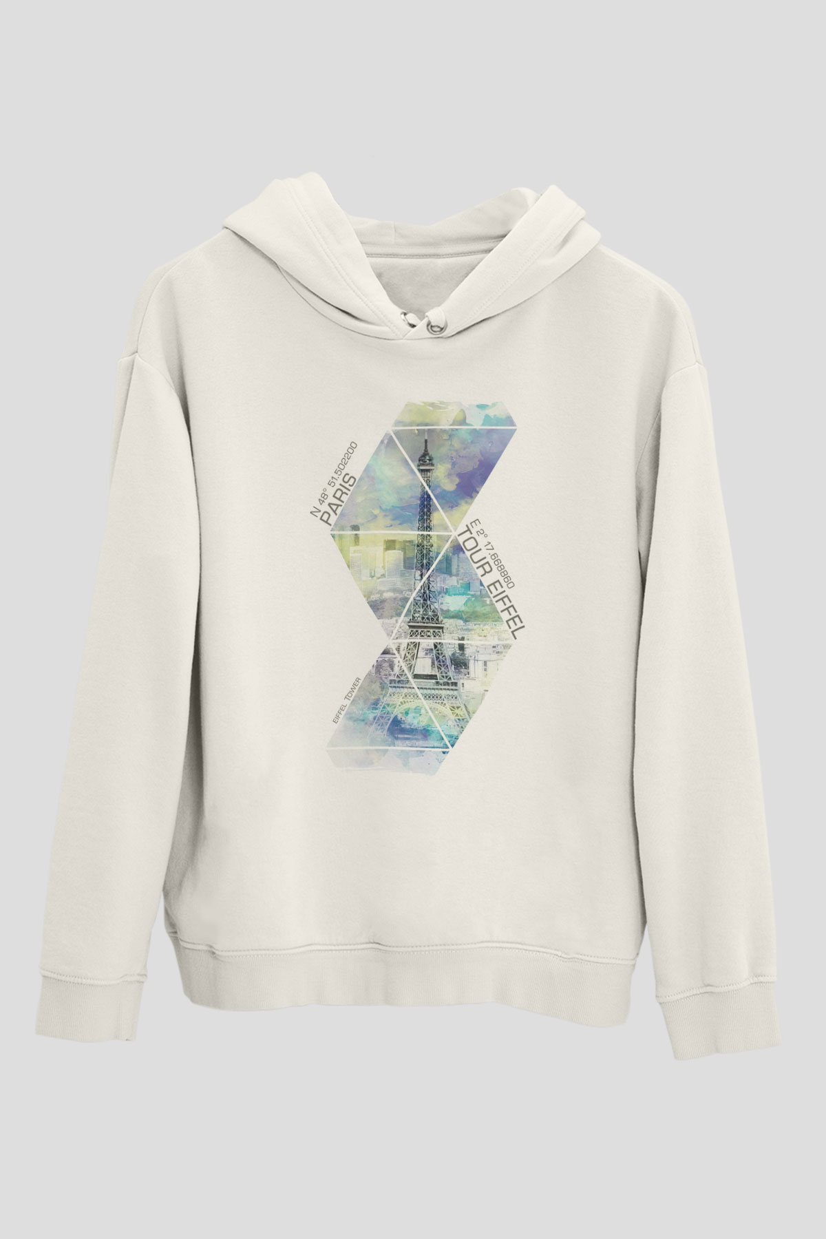 Eyfel Kulesi Beyaz Unisex Hoodie