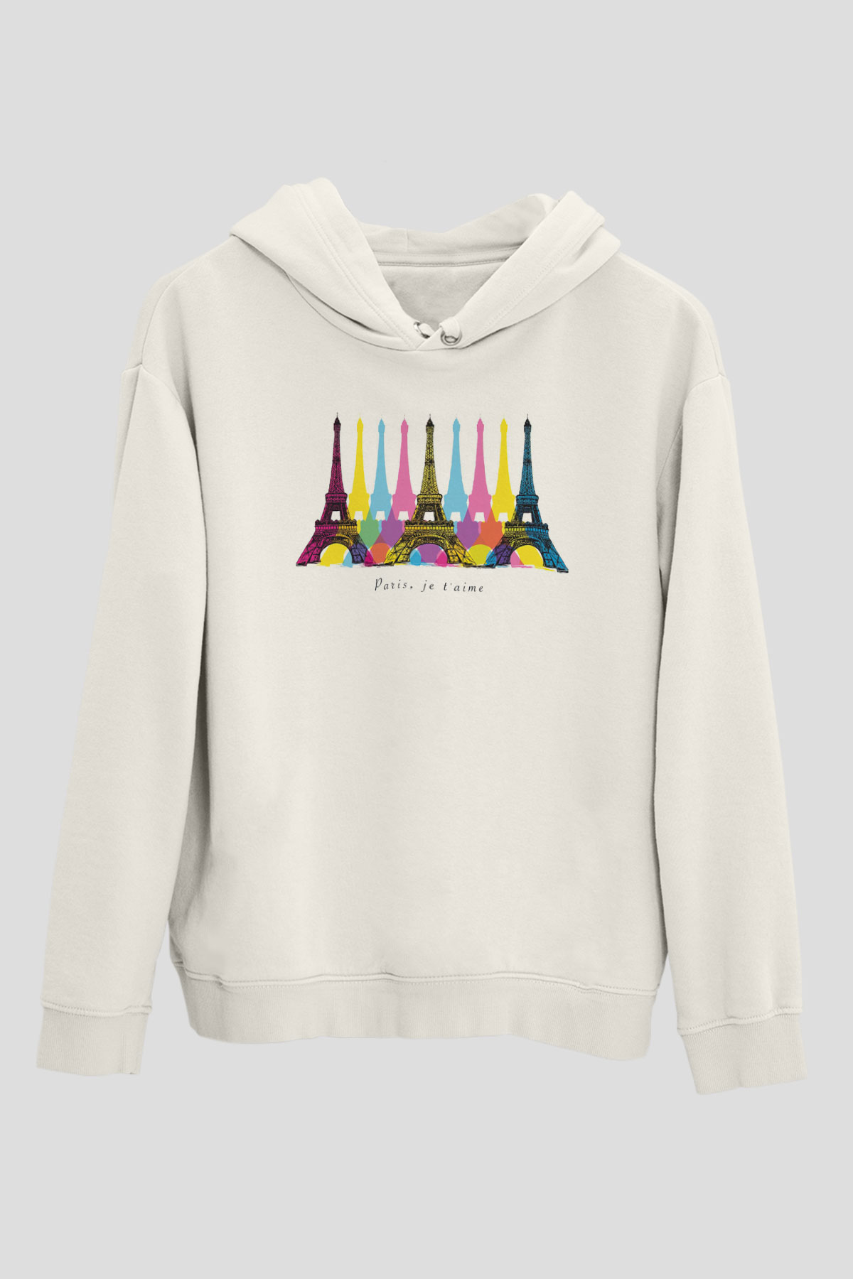Eyfel Kulesi Beyaz Unisex Hoodie