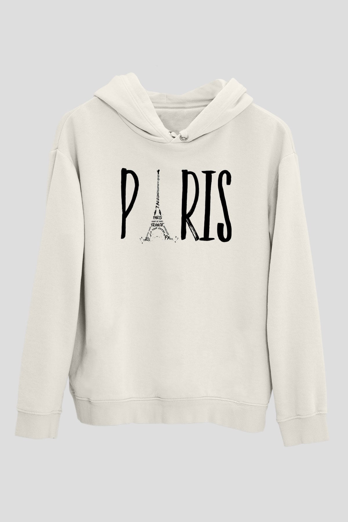 Eyfel Kulesi Beyaz Unisex Hoodie