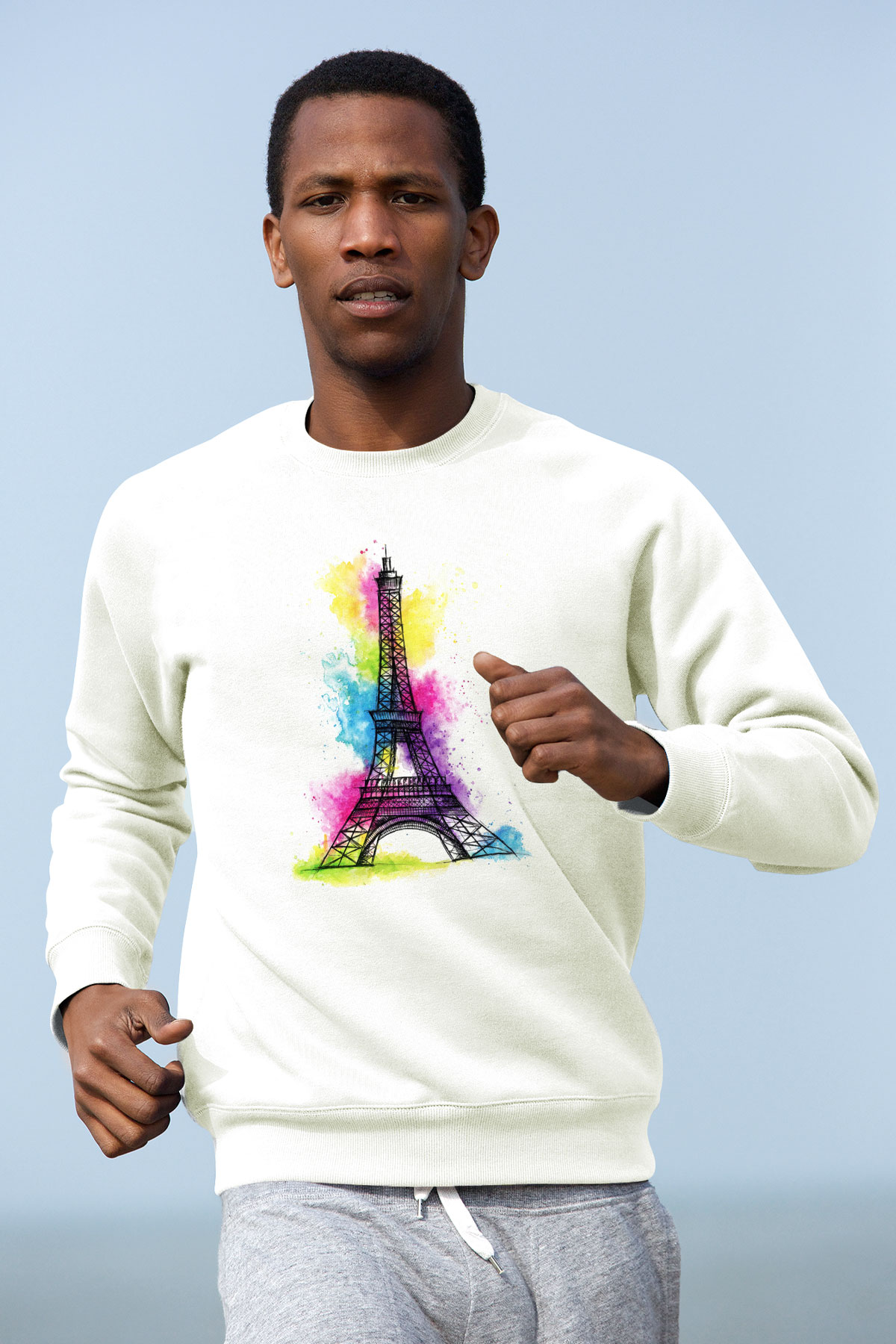 Eyfel Kulesi Beyaz Unisex Sweatshirt