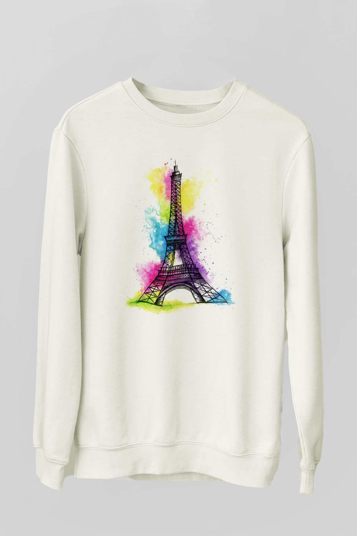 Eyfel Kulesi Beyaz Unisex Sweatshirt