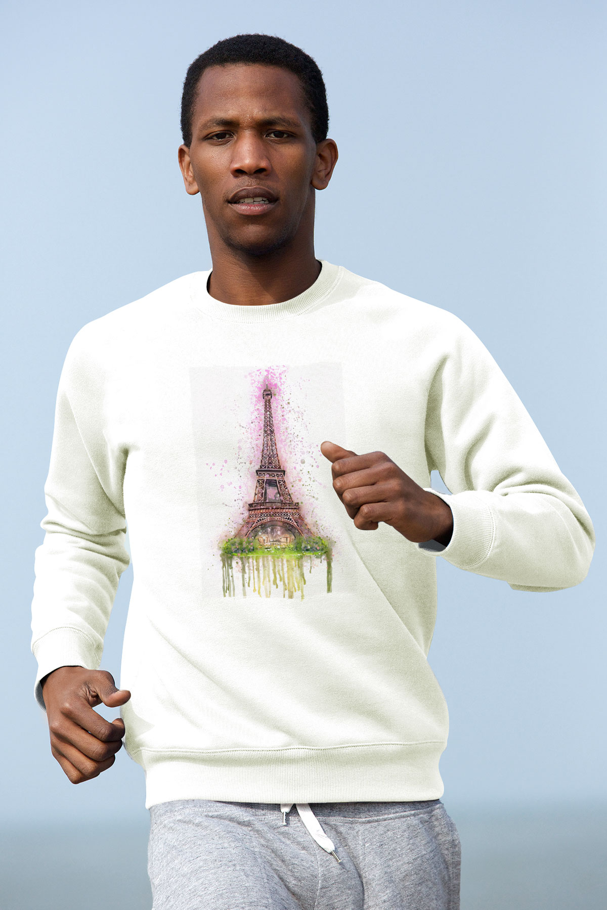 Eyfel Kulesi Beyaz Unisex Sweatshirt