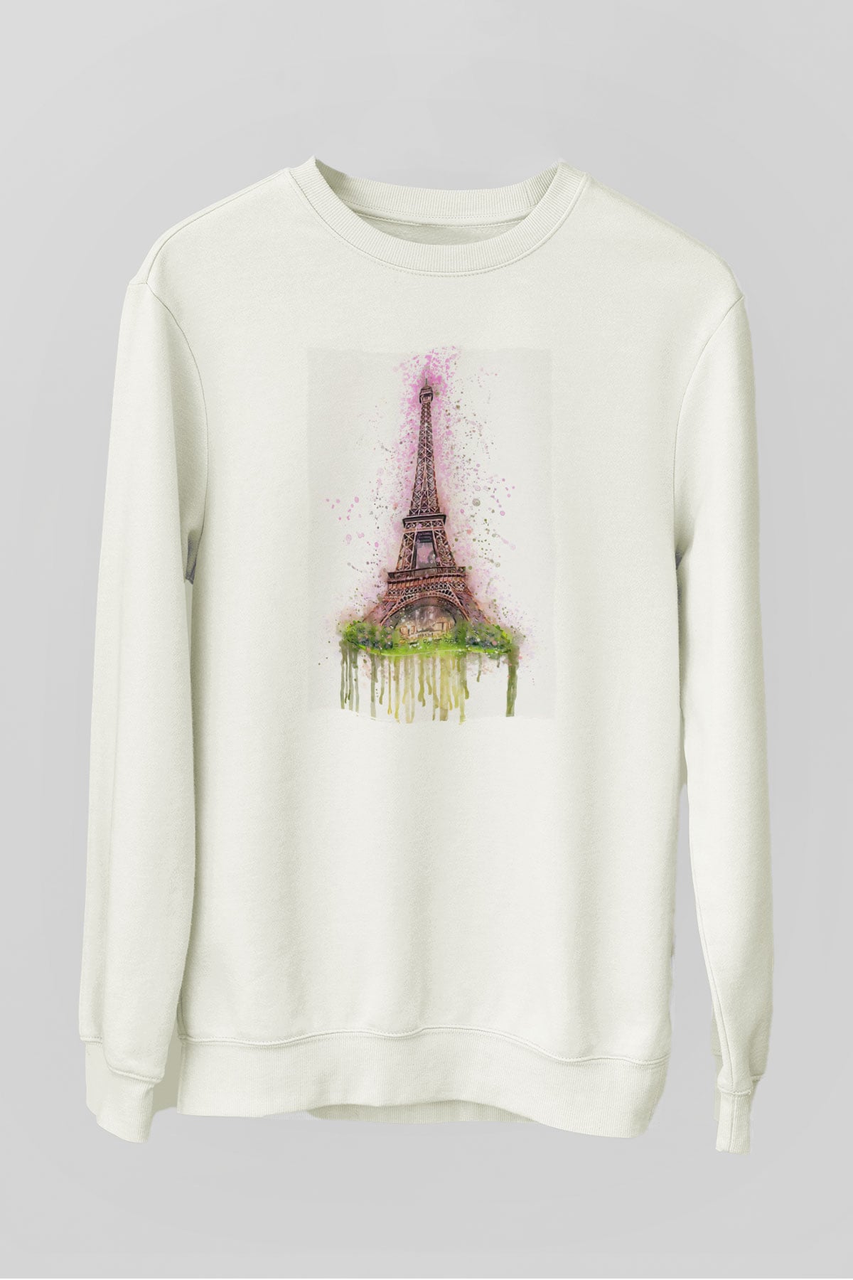 Eyfel Kulesi Beyaz Unisex Sweatshirt