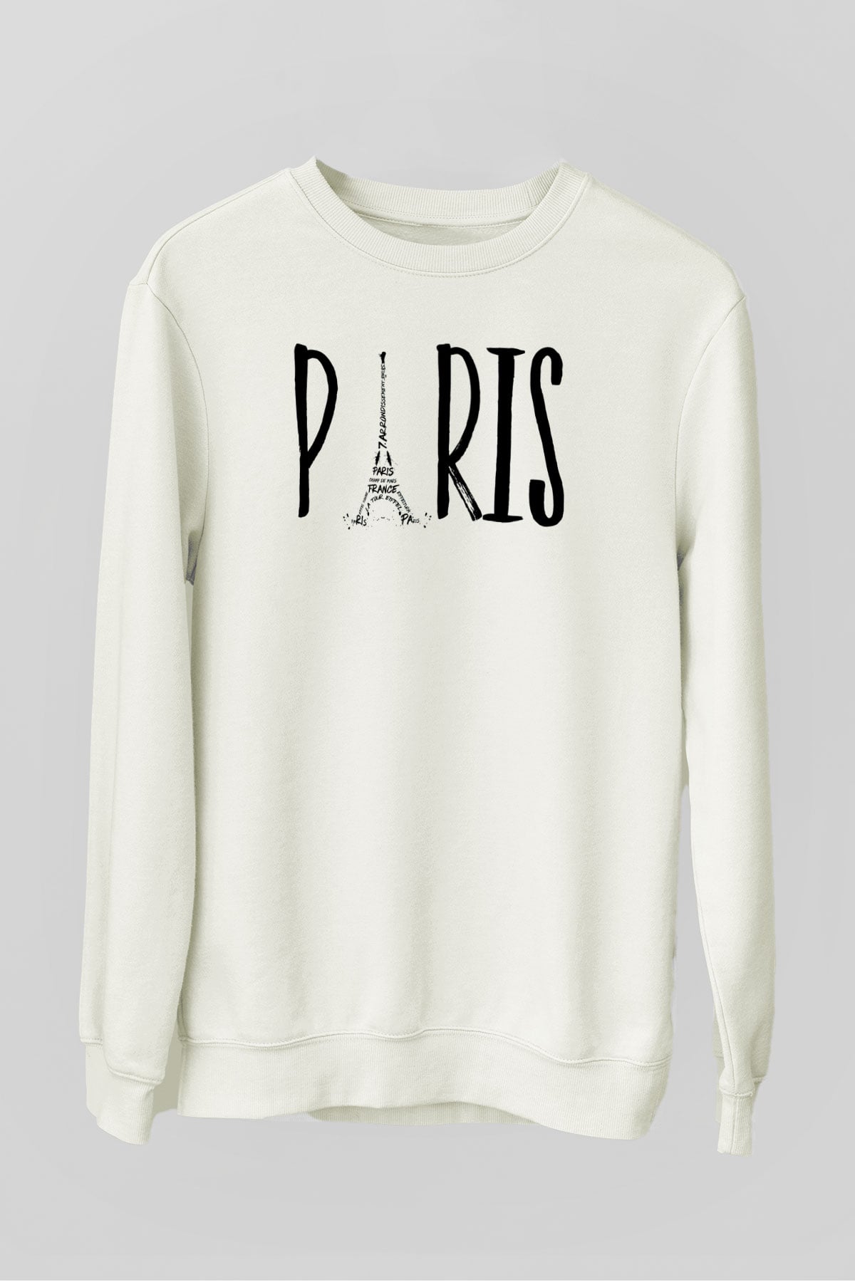 Eyfel Kulesi Beyaz Unisex Sweatshirt