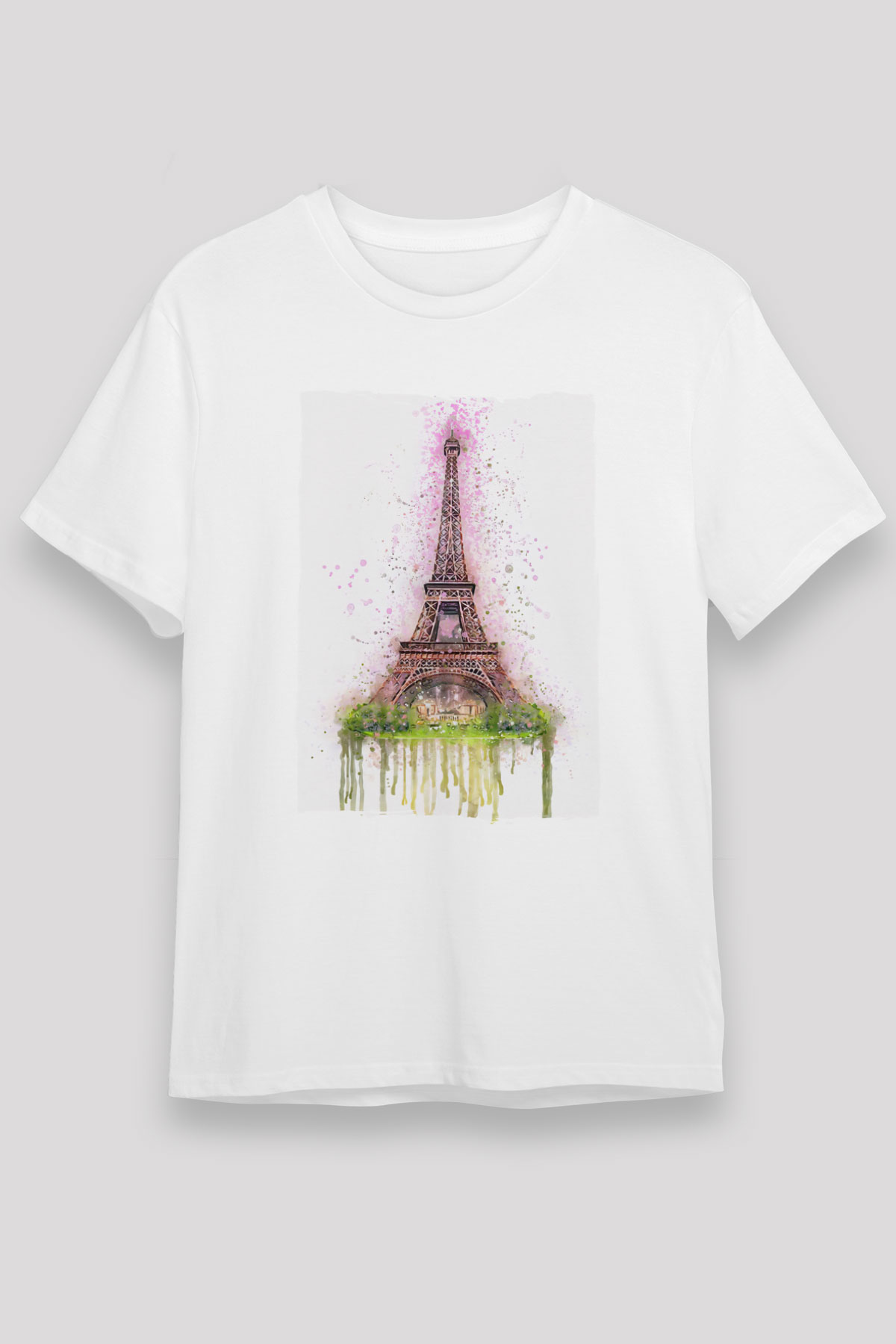 Eyfel Kulesi Beyaz Unisex Tişört T-Shirt - TişörtFabrikası