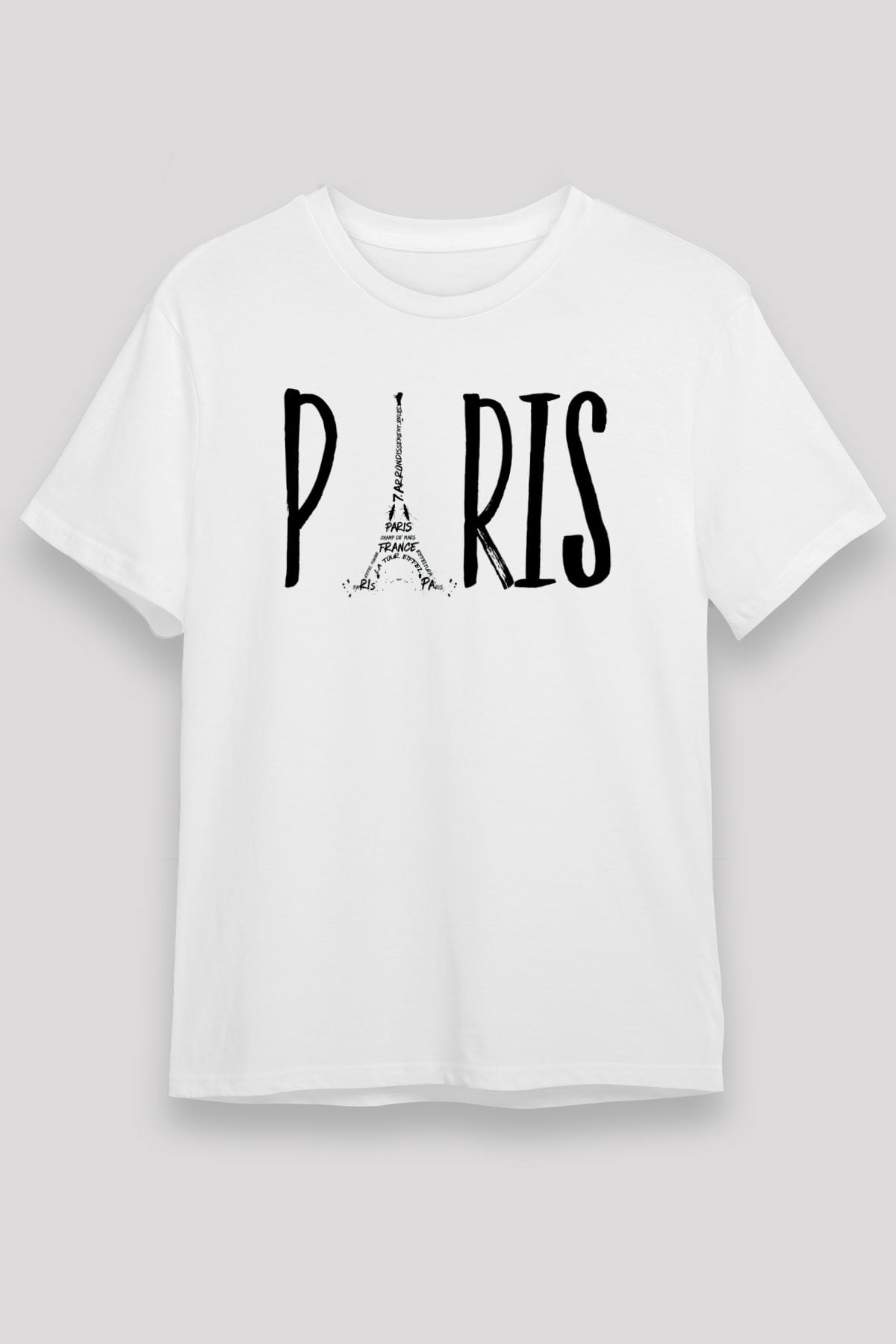 Eyfel Kulesi Beyaz Unisex Tişört T-Shirt - TişörtFabrikası