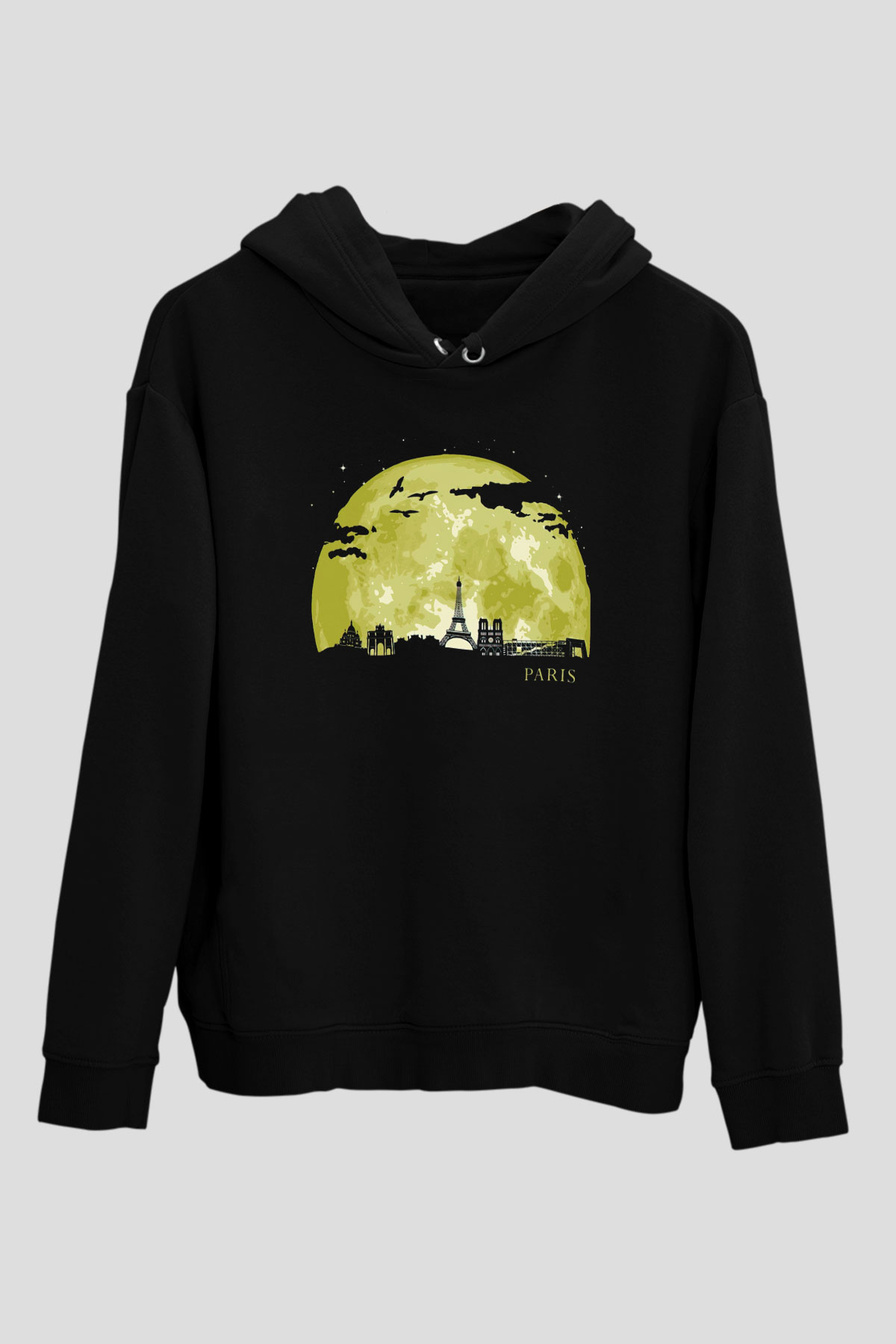 Eyfel Kulesi Siyah Unisex Hoodie