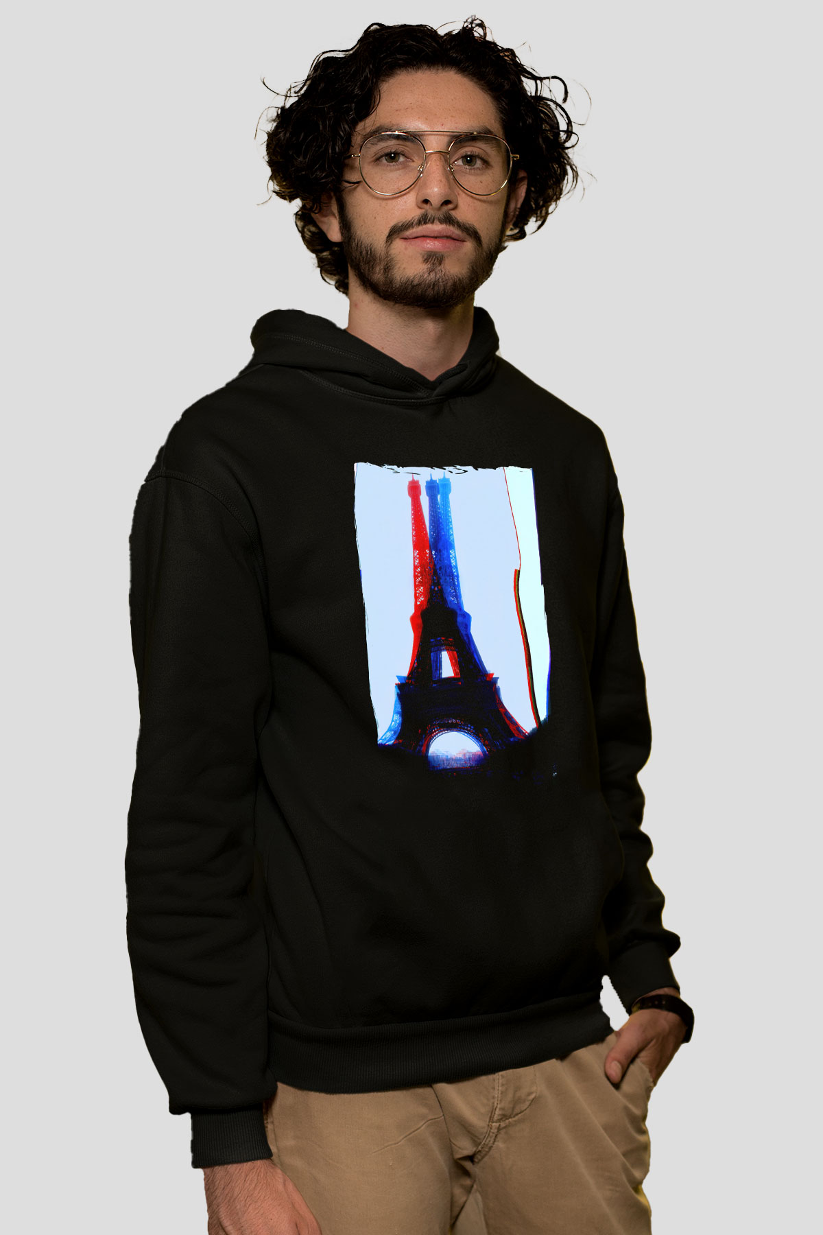 Eyfel Kulesi Siyah Unisex Hoodie