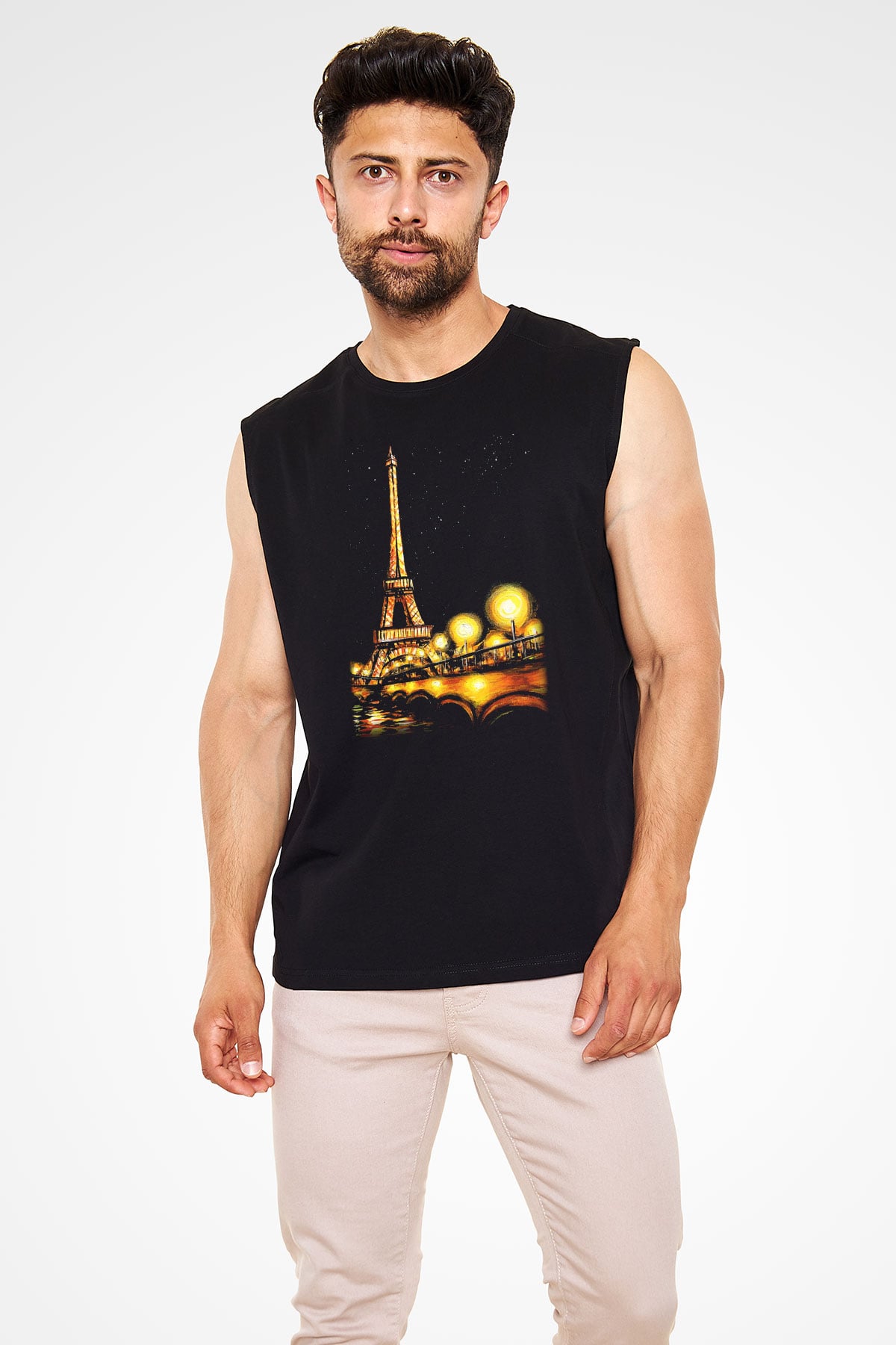 Eyfel Kulesi Siyah Unisex Kolsuz Tişört