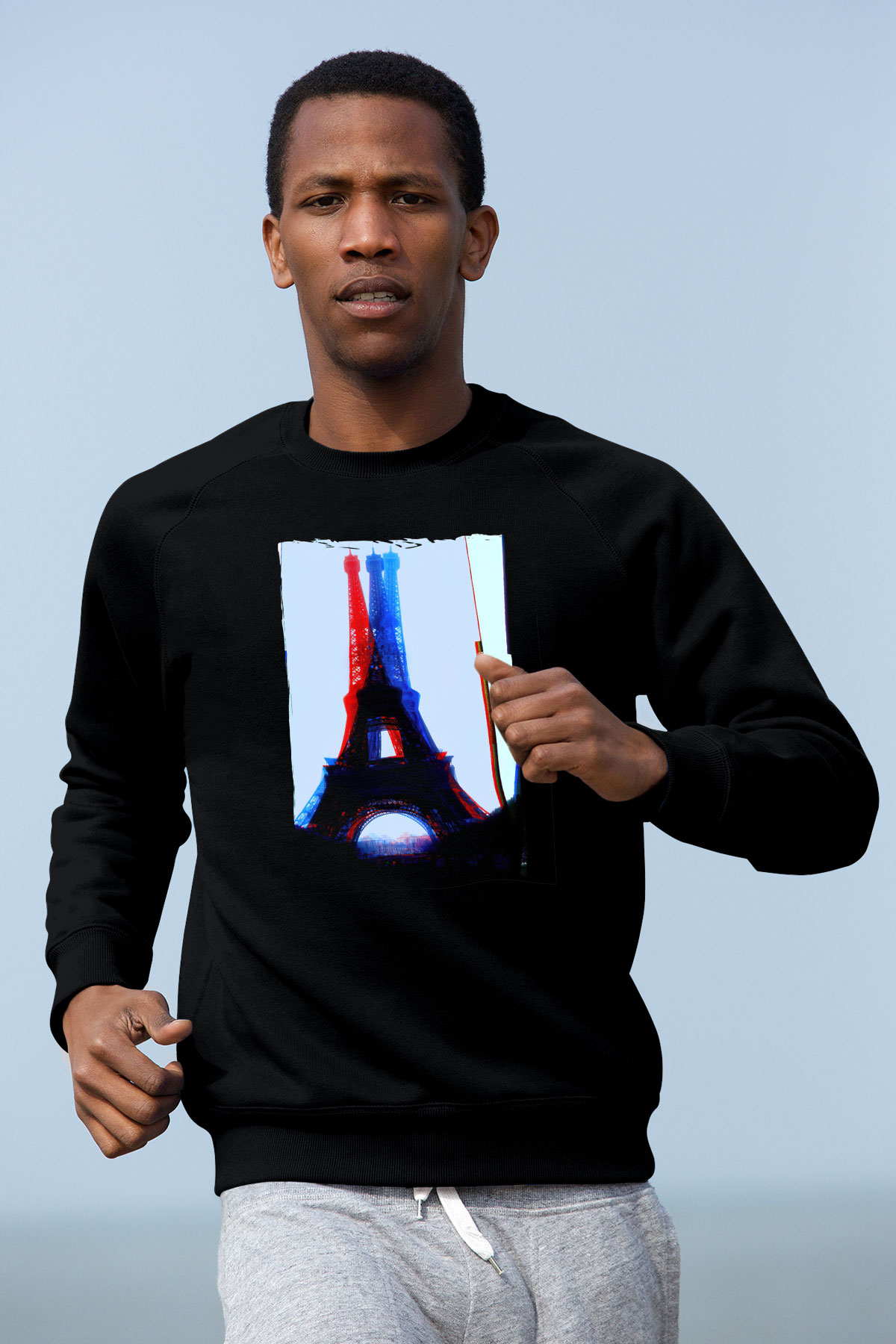 Eyfel Kulesi Siyah Unisex Sweatshirt