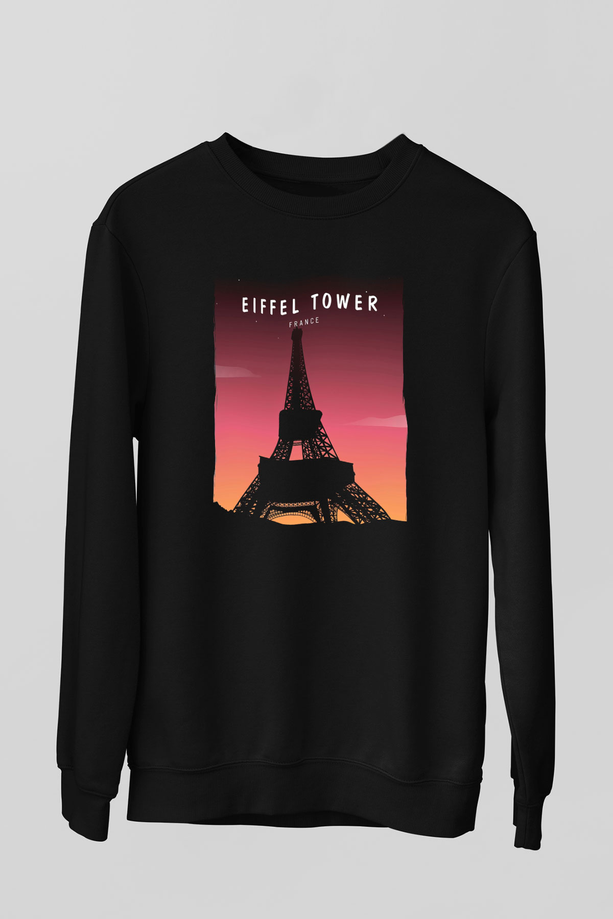 Eyfel Kulesi Siyah Unisex Sweatshirt