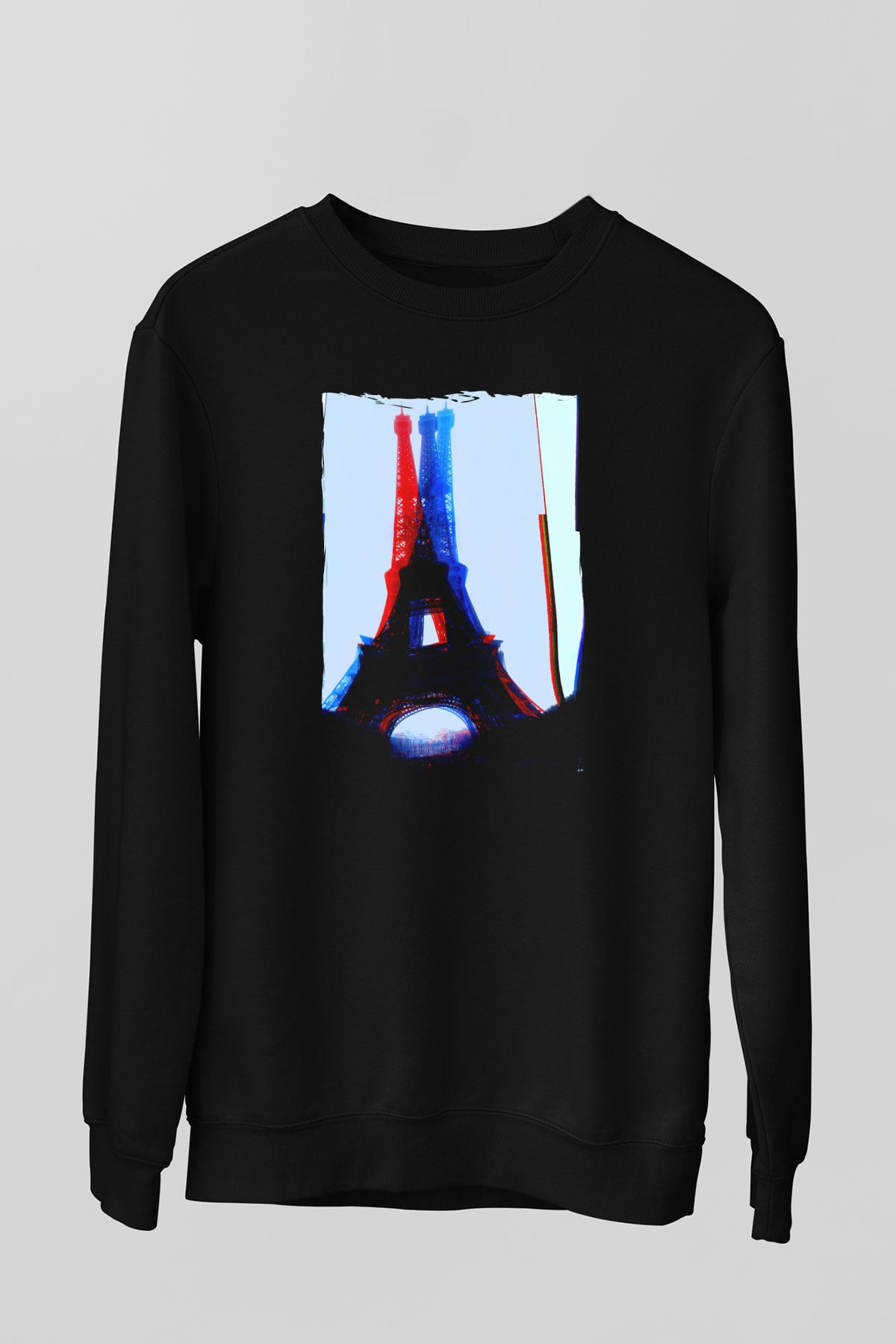 Eyfel Kulesi Siyah Unisex Sweatshirt