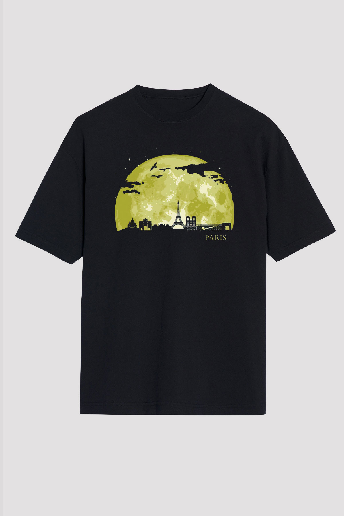 Eyfel Kulesi Siyah Unisex Tişört T-Shirt - TişörtFabrikası