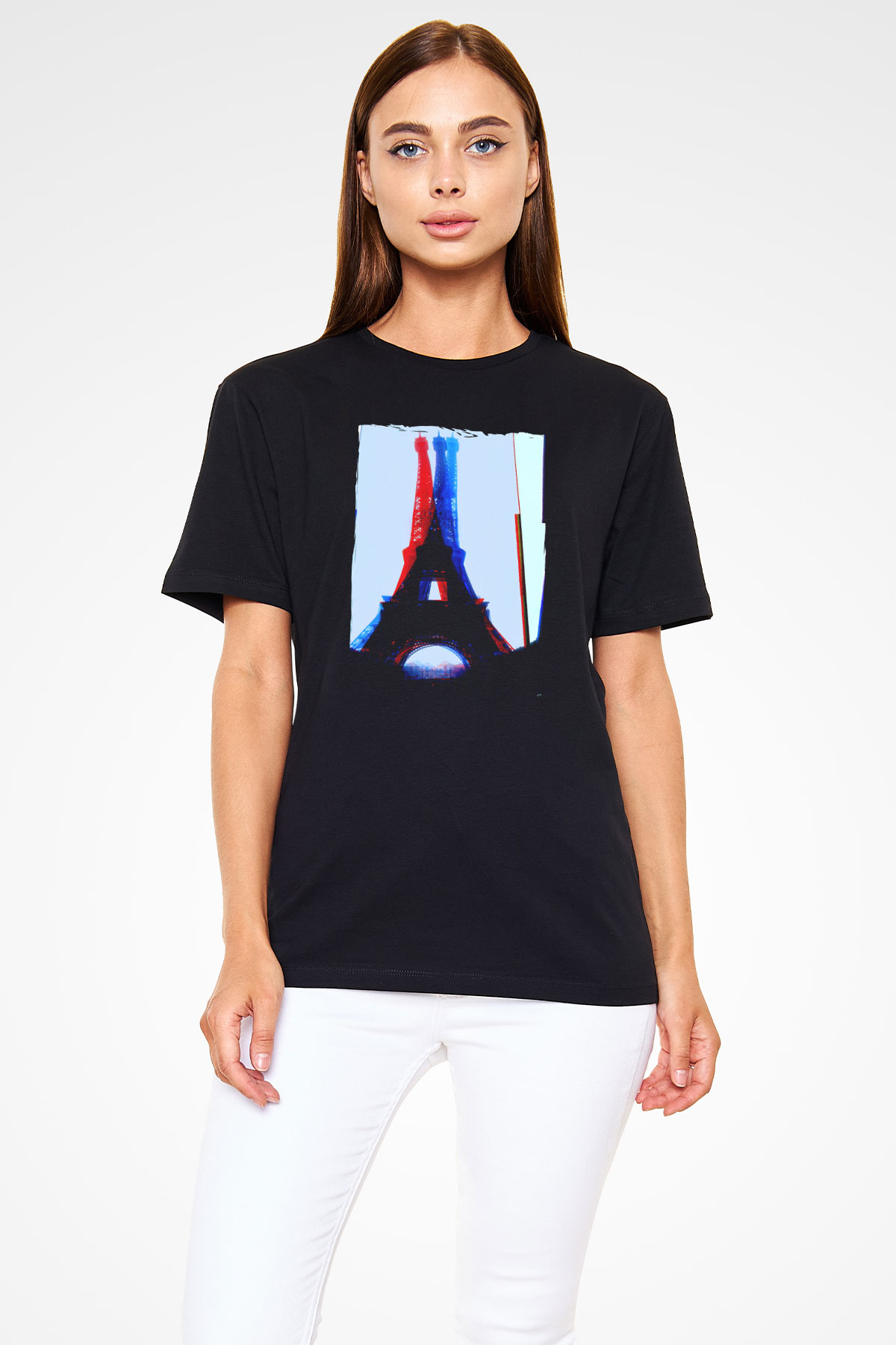 Eyfel Kulesi Siyah Unisex Tişört T-Shirt - TişörtFabrikası