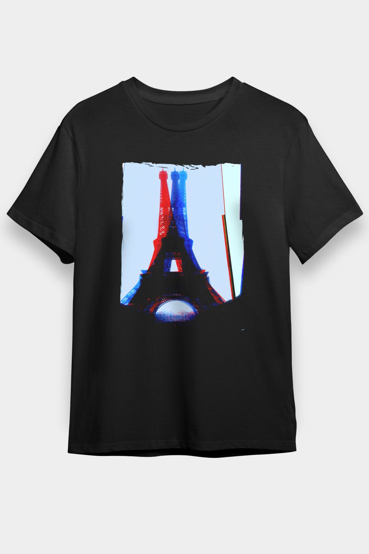Eyfel Kulesi Siyah Unisex Tişört T-Shirt - TişörtFabrikası