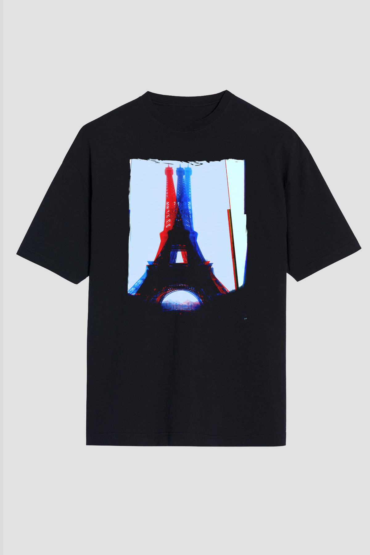 Eyfel Kulesi Siyah Unisex Tişört T-Shirt - TişörtFabrikası