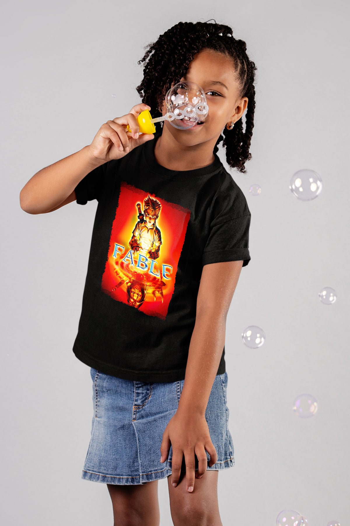 Fable Siyah Unisex Çocuk Tişört