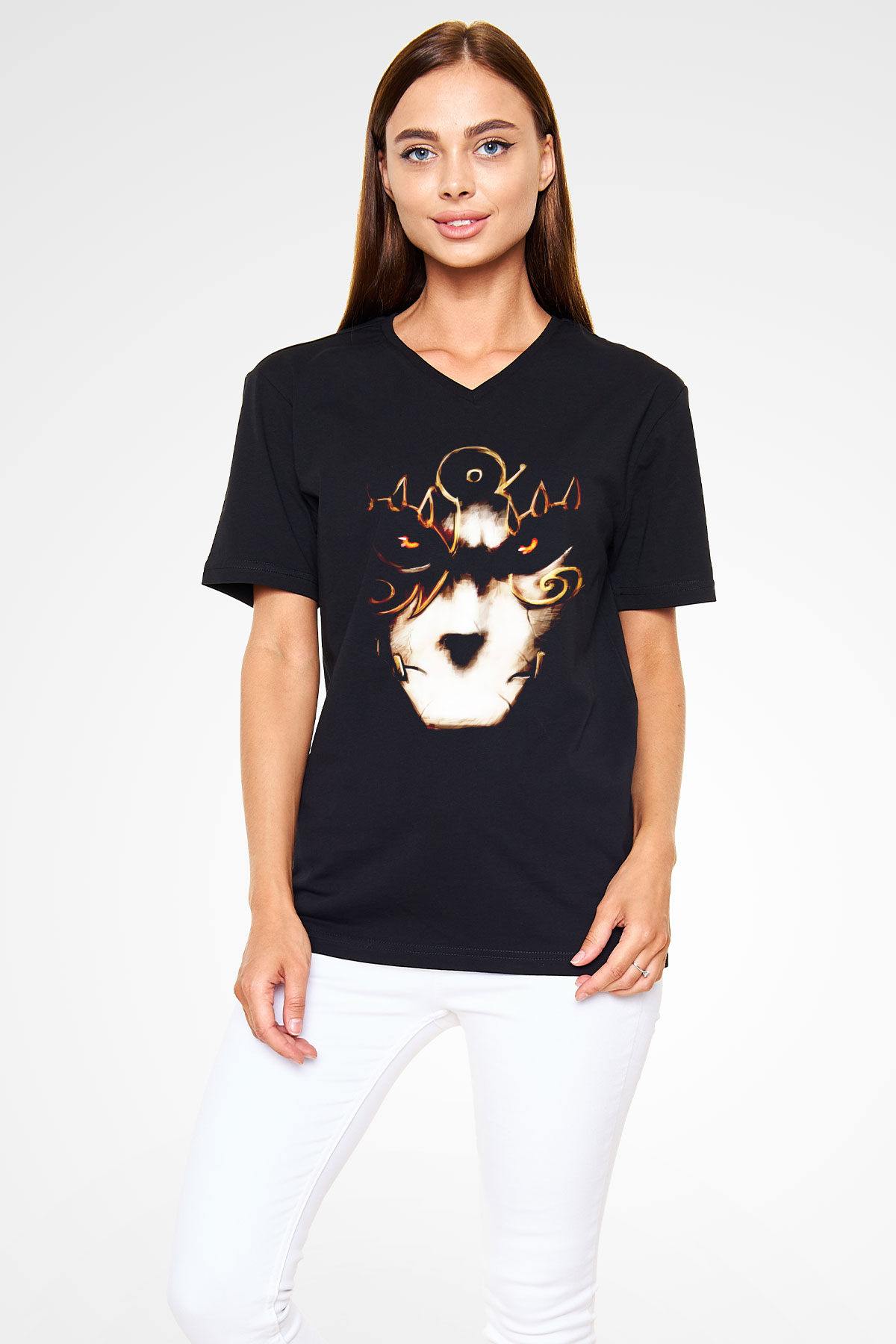 Fable Siyah Unisex V Yaka Tişört