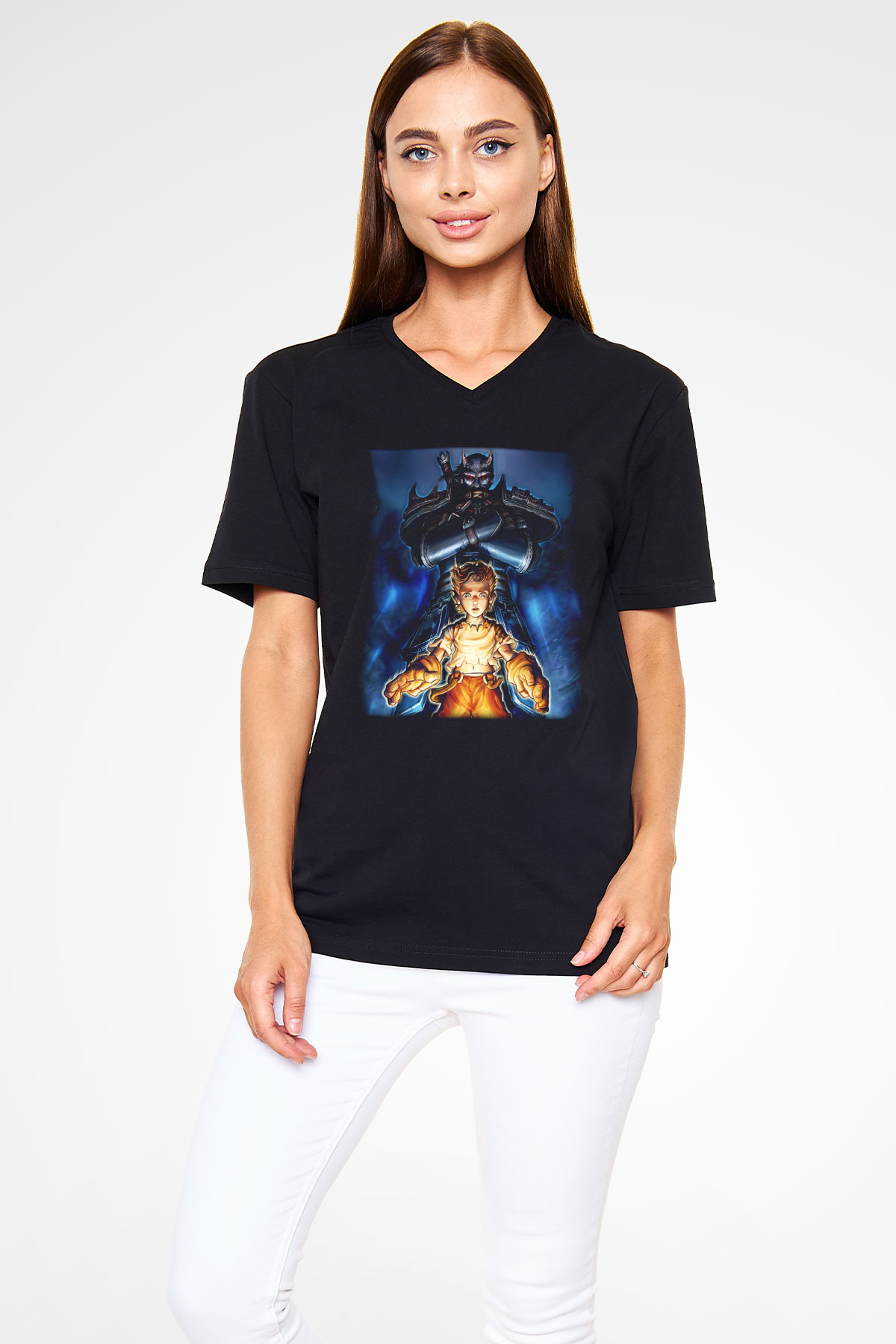 Fable Siyah Unisex V Yaka Tişört T-Shirt