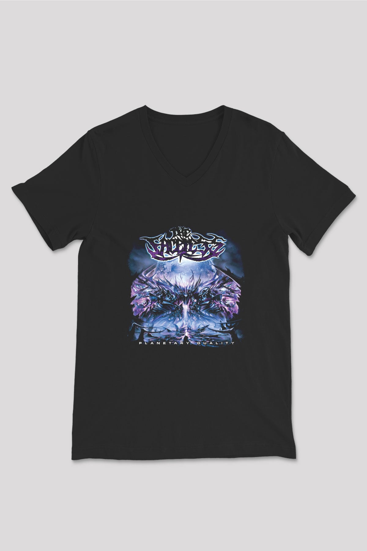 Faceless (The) Baskılı Unisex Siyah V Yaka Tişört