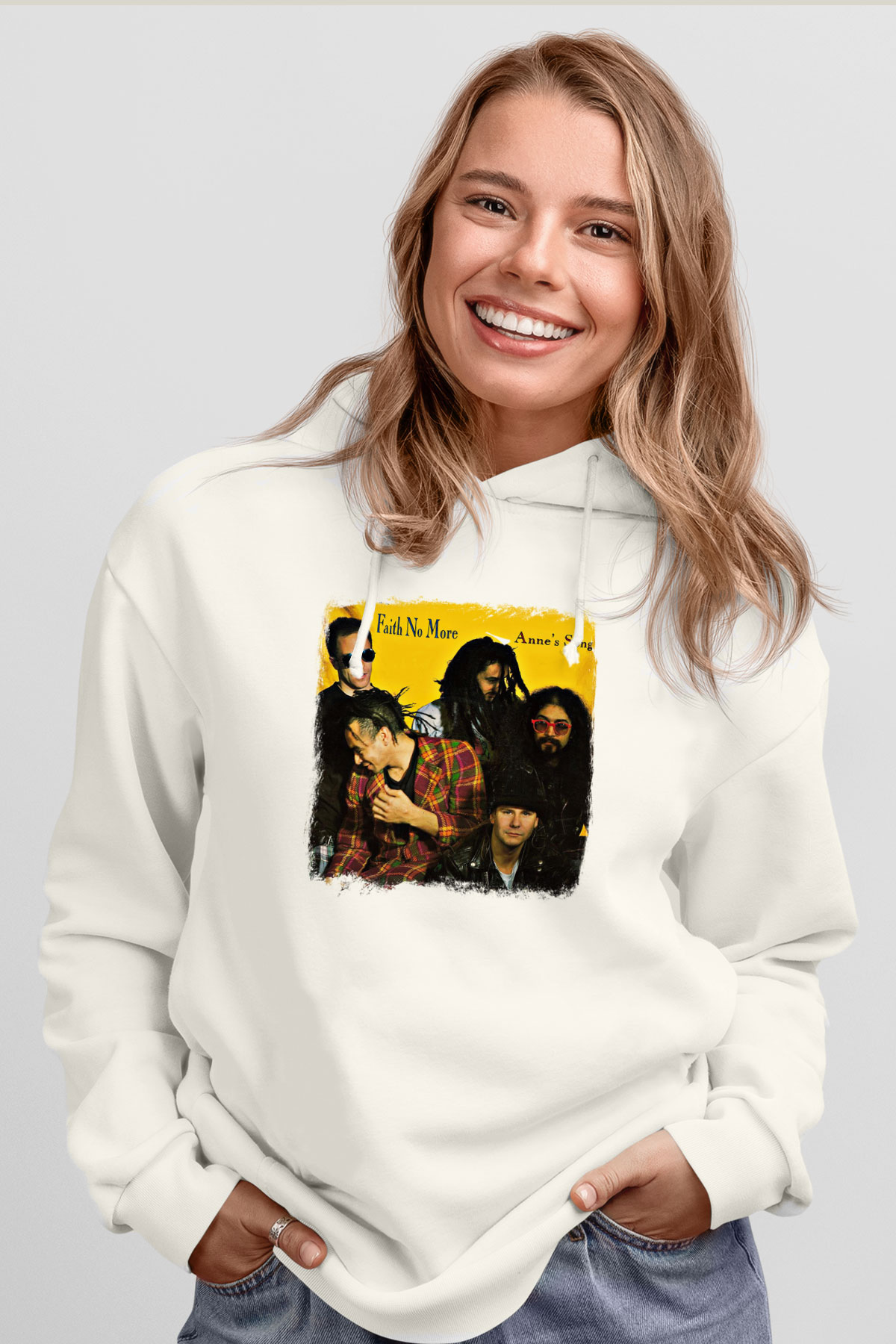 Faith No More Baskılı Unisex Beyaz Hoodie