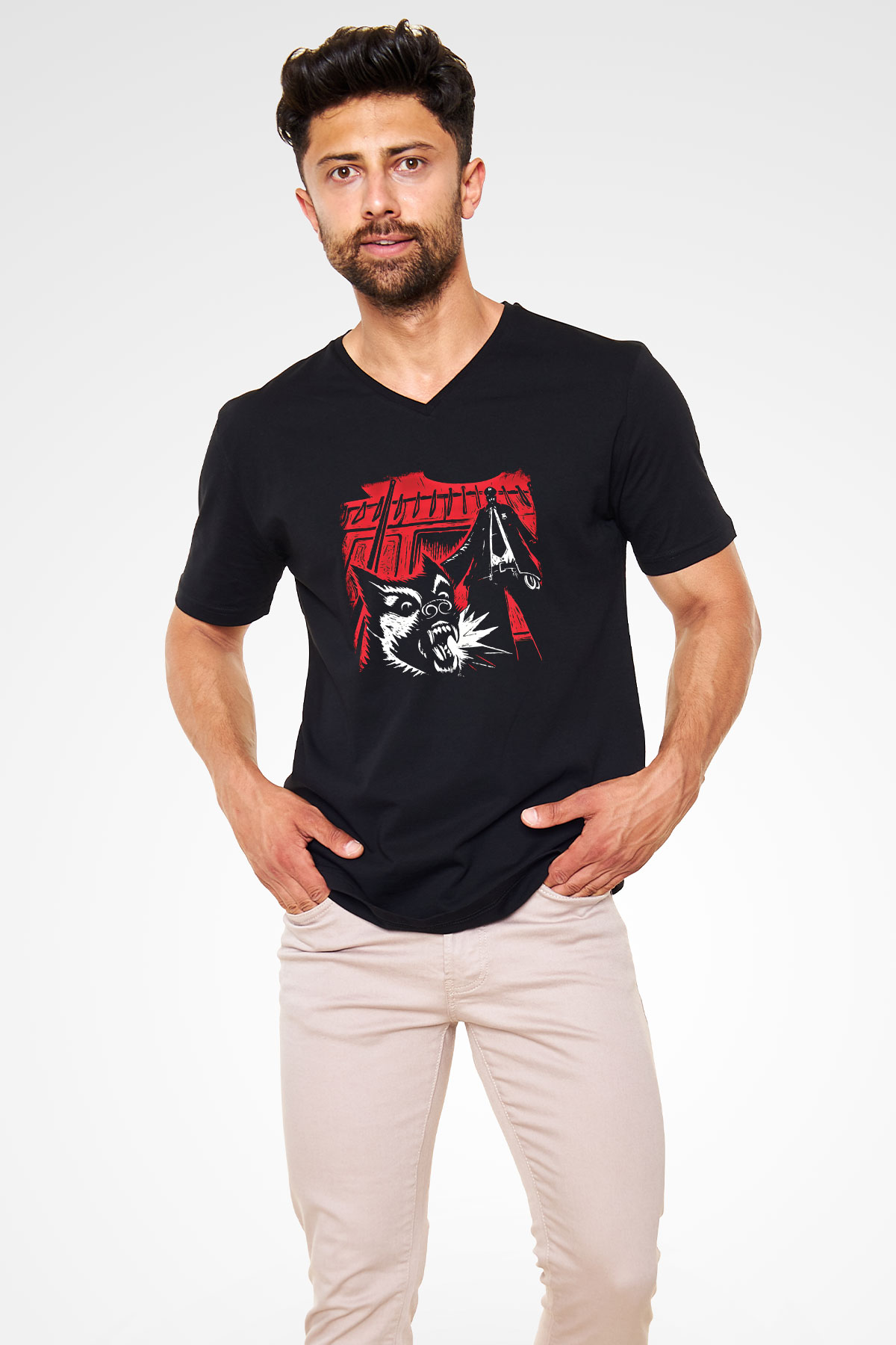 Faith No More Baskılı Unisex Siyah V Yaka Tişört