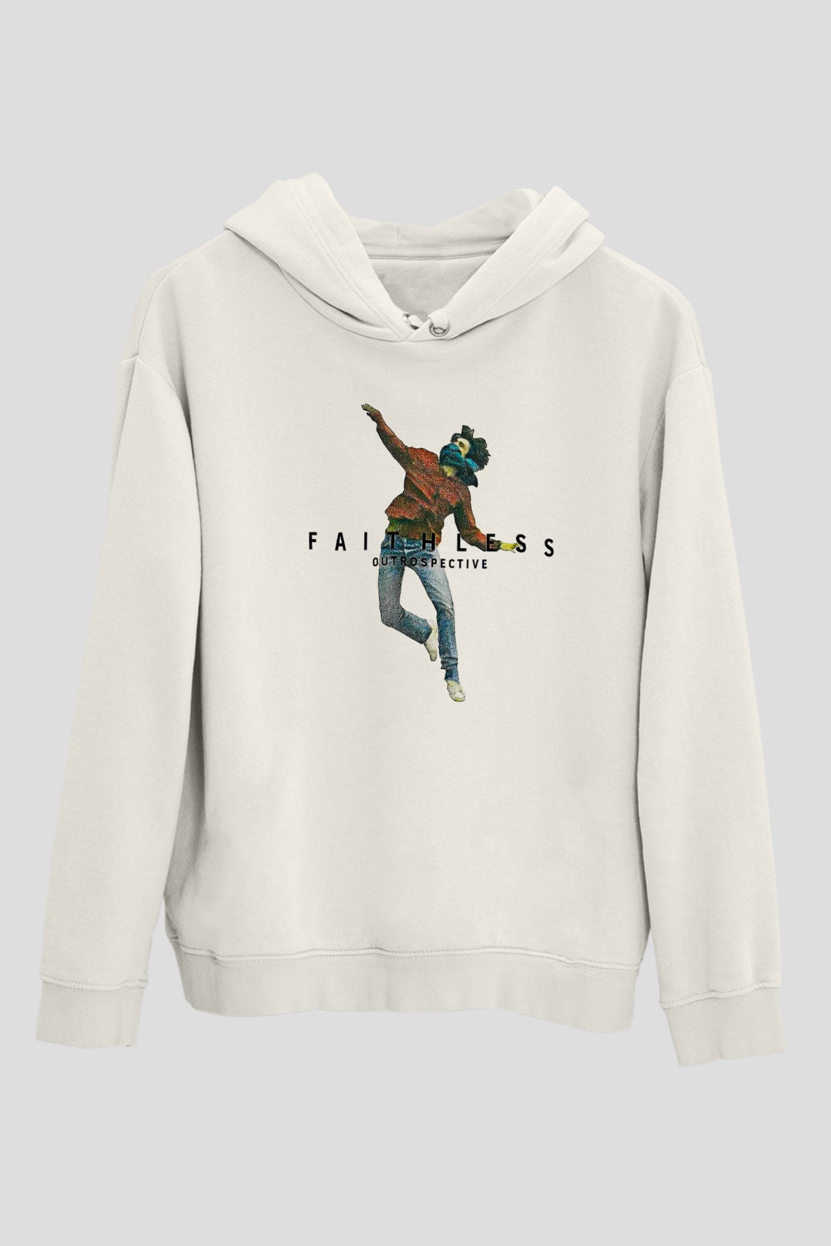 Faithless Baskılı Beyaz Unisex Kapüşonlu Sweatshirt