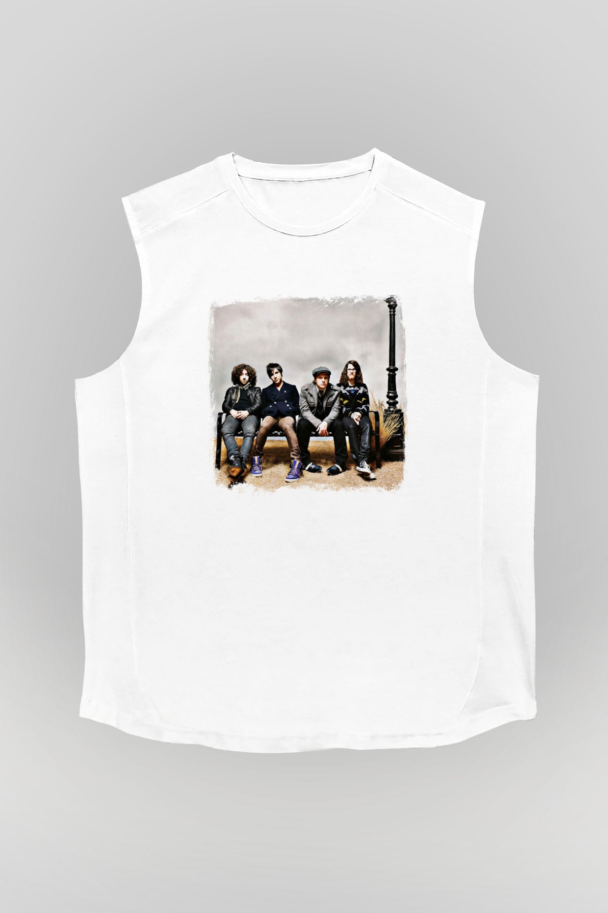 Fall Out Boy Baskılı Unisex Beyaz Kolsuz Tişört