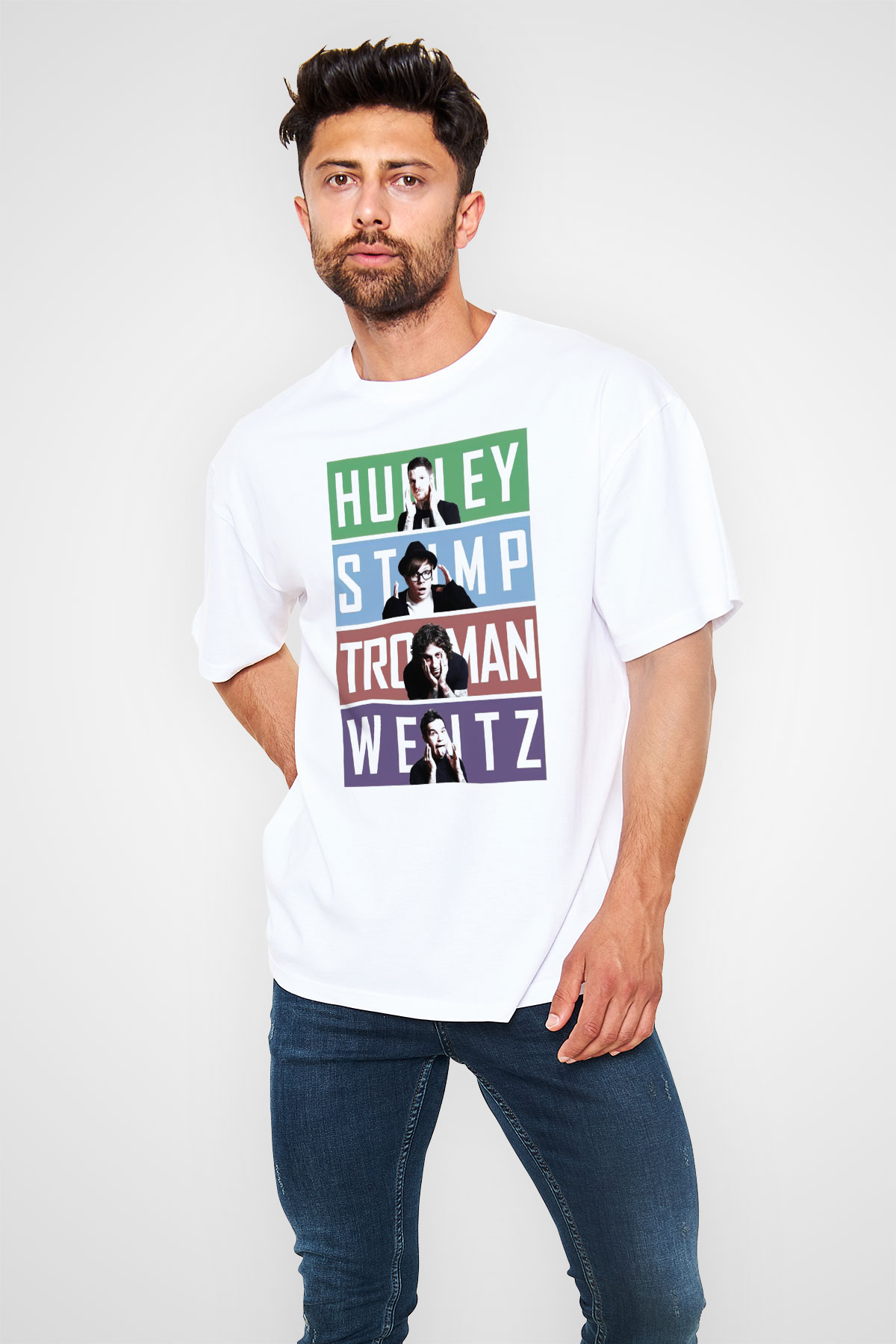 Fall Out Boy Beyaz Unisex Oversize Tişört T-Shirt