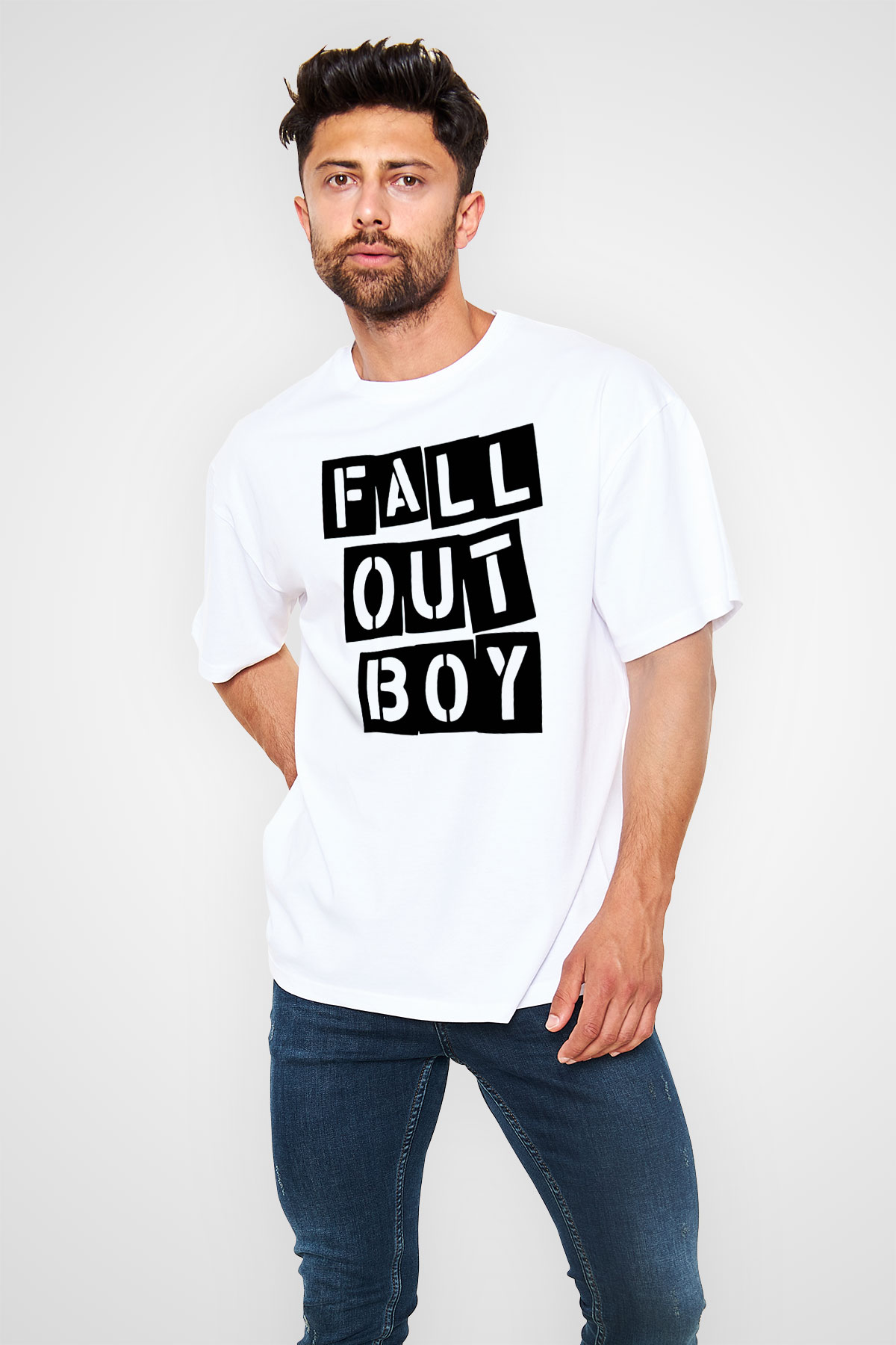 Fall Out Boy Beyaz Unisex Oversize Tişört T-Shirt