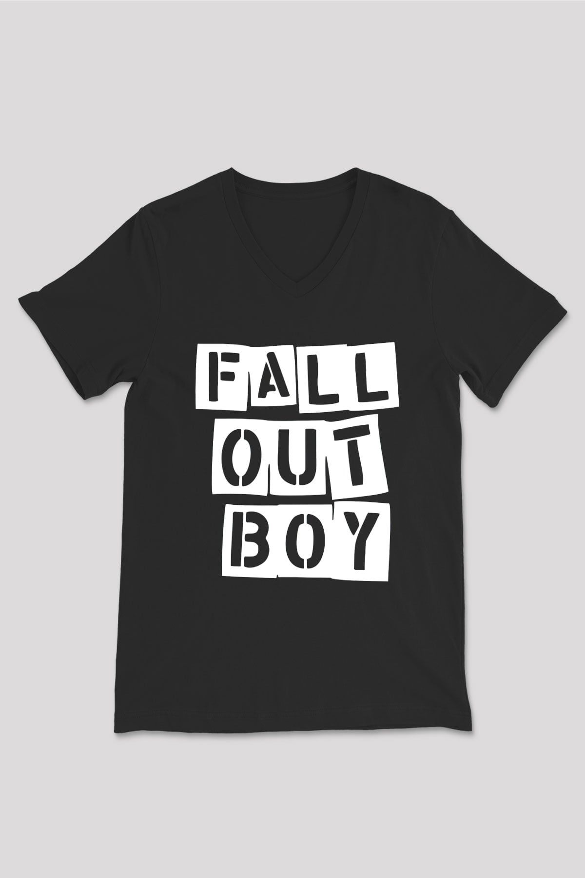 Fall Out Boy Siyah Unisex V Yaka Tişört T-Shirt