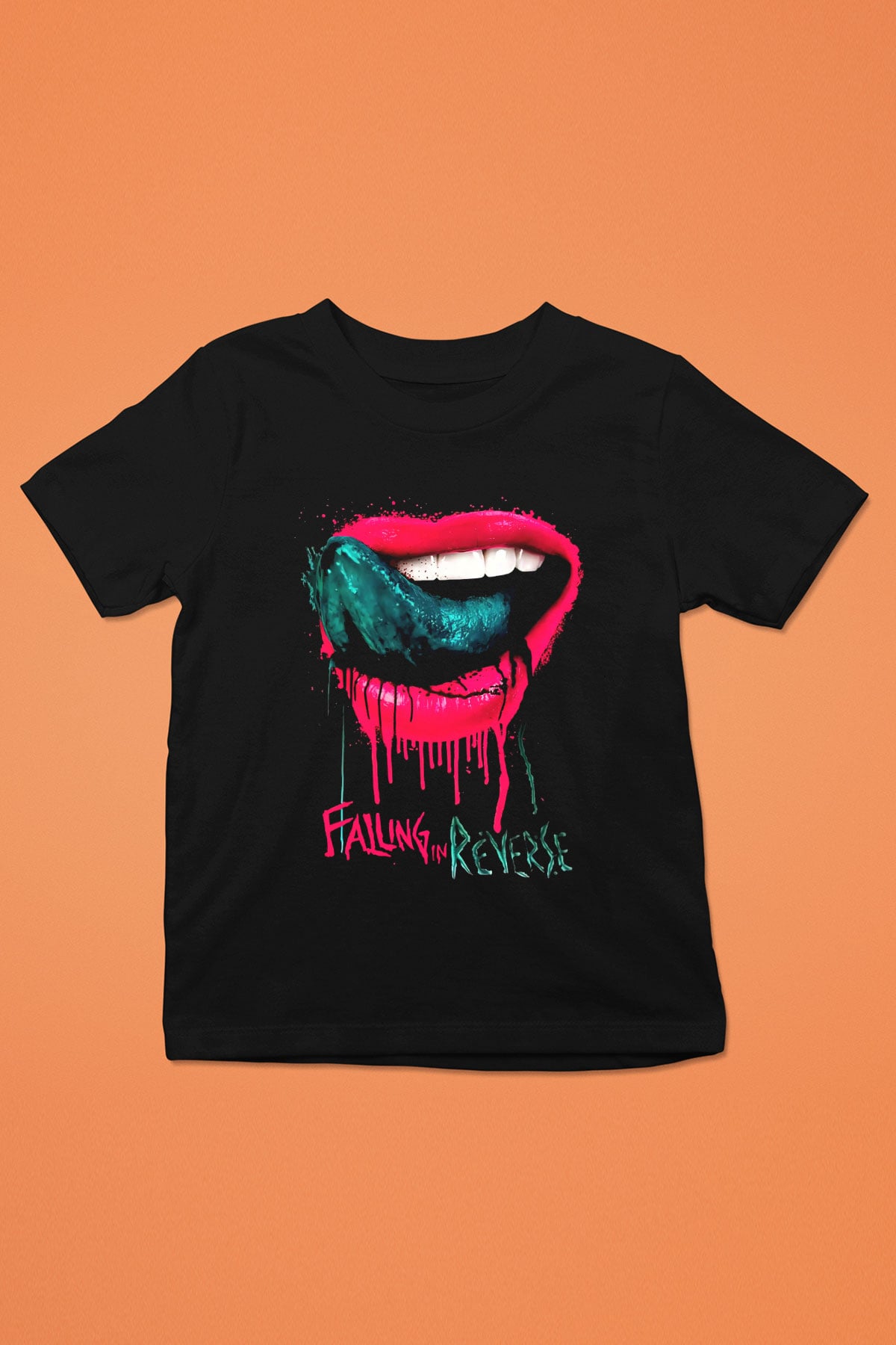 Falling In Reverse Baskılı Siyah Unisex Çocuk Tişört