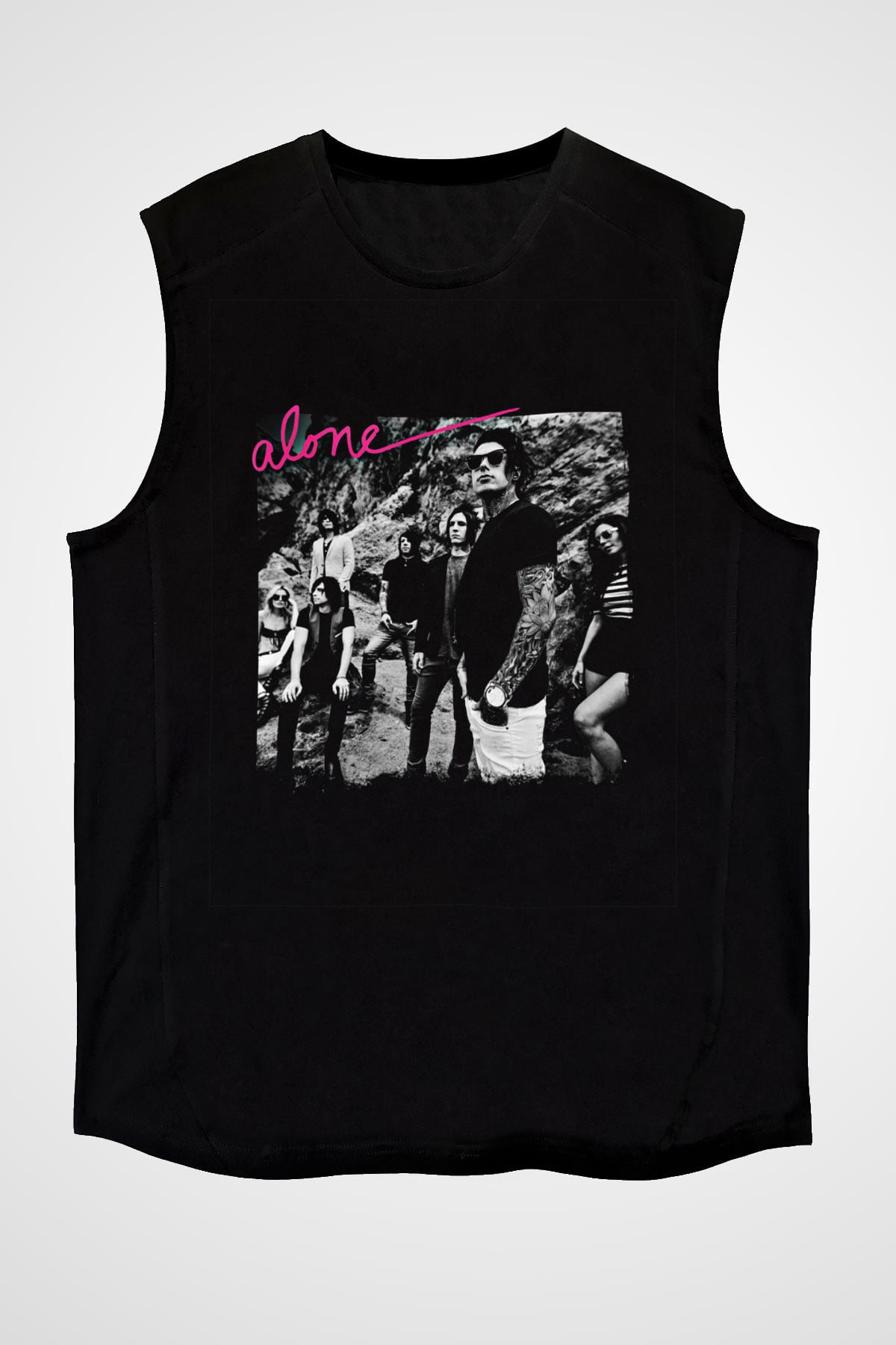 Falling In Reverse Baskılı Unisex Siyah Kolsuz Tişört