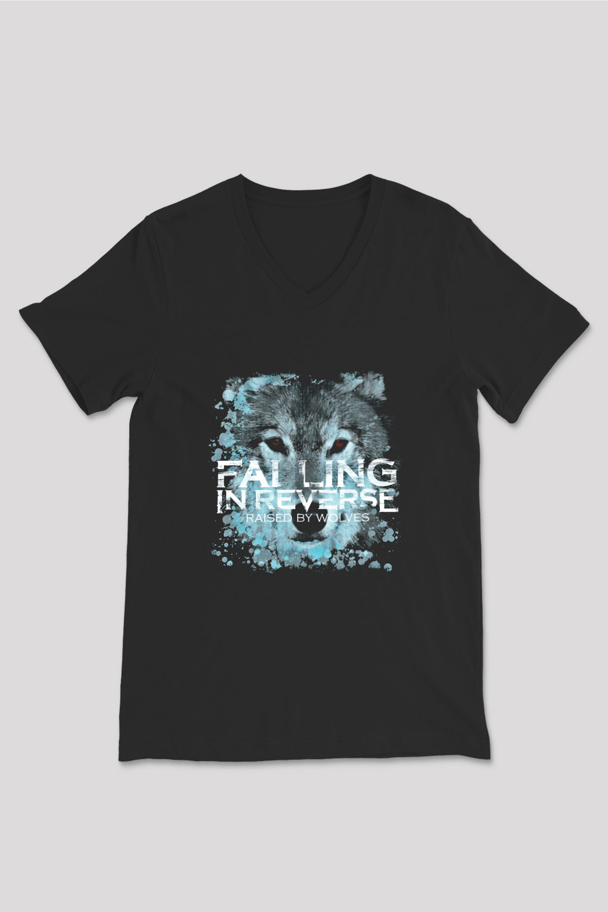 Falling In Reverse Baskılı Unisex Siyah V Yaka Tişört