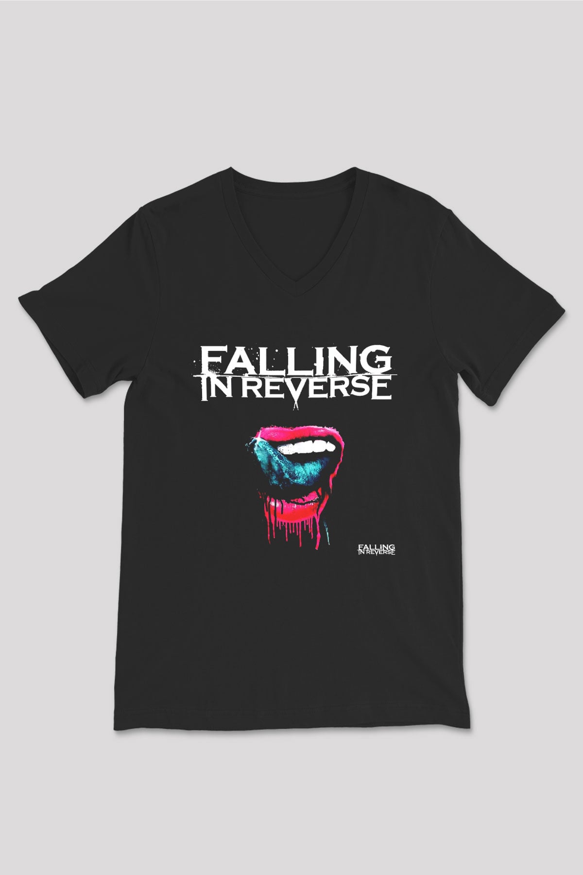 Falling In Reverse Siyah Unisex V Yaka Tişört T-Shirt